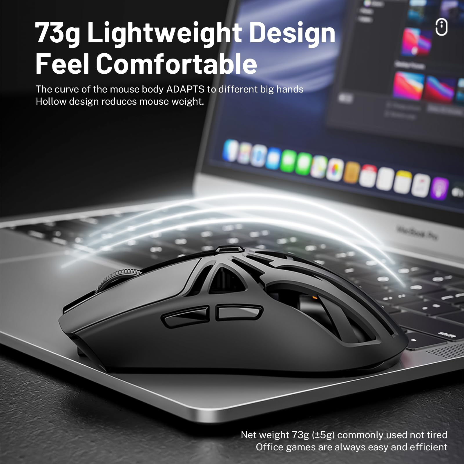 Wireless Gaming Mouse - 10000 DPI Tri-Mode 2.4GHz/Bluetooth/Wired with 6 Buttons, Digital Display & Silent Click - Rechargeable RGB Mouse with Customizable Macros for PC, Mac, Laptop (Black) - Perfect for Esports, Office Work & Home Gaming