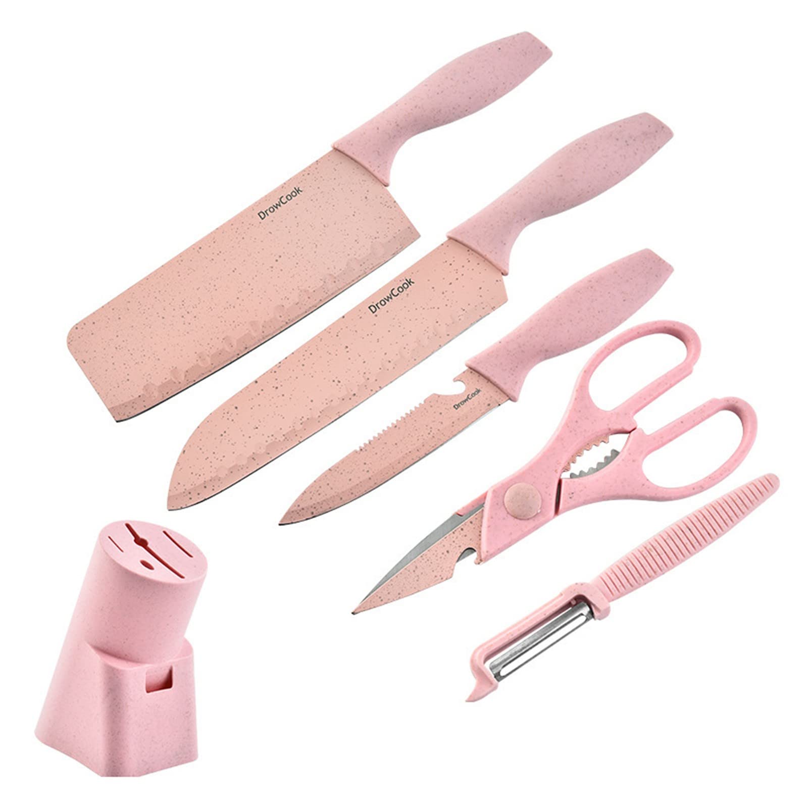 6pcs Ultra Sharp Non-Slip Kitchen Knife Set - Chef, Paring, Utility & Vegetable Knives for Home Cooking & Meal Prep
