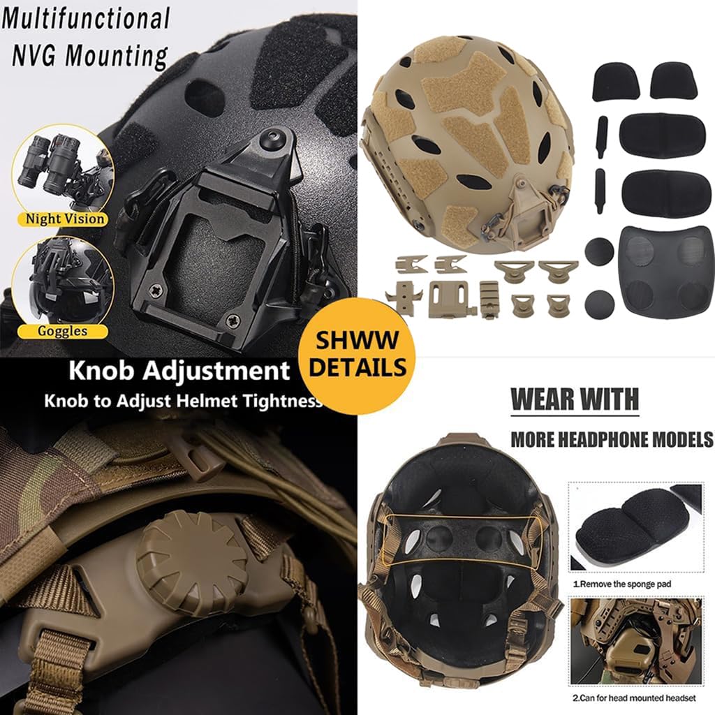 ZJIEYU Airsoft Fast Helmet with Half Mask & Goggles - Tactical Helmet Set with Multicam Cover for Airsoft, Hunting, Paintball, BB & CS Games | Perfect for Outdoor Sports & Tactical Training
