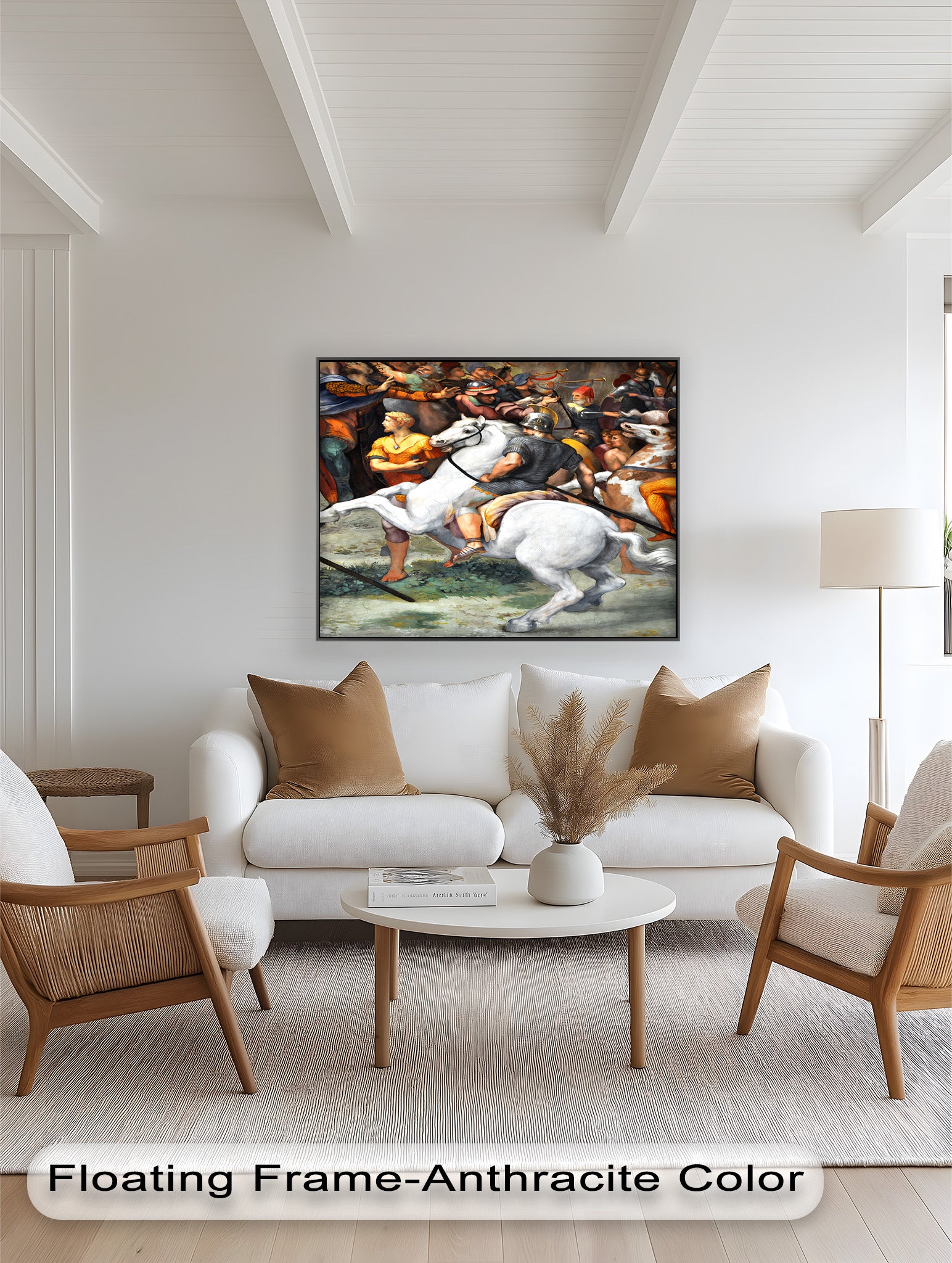 Clash of Warriors - Rococo Style Oil Painting for Home Decor, Living Room Wall Art, and Medieval Battle Scene Artwork