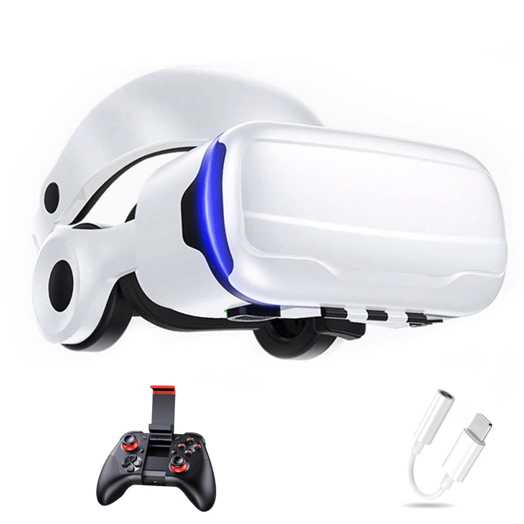 3D VR Headset with Bluetooth Controller - Compatible with iPhone 13 Pro Max/13 Pro/13/12/11, Samsung Galaxy S21, Huawei & Xiaomi Series - Immersive Virtual Reality Gaming & Movie Experience for Android Smartphones