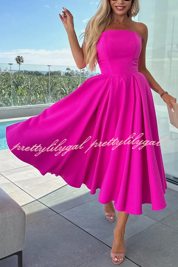 Elegant Solid Color Off Shoulder Pocket Midi Dress for Women - Summer Casual, Beach Vacation, Date Night Outfit