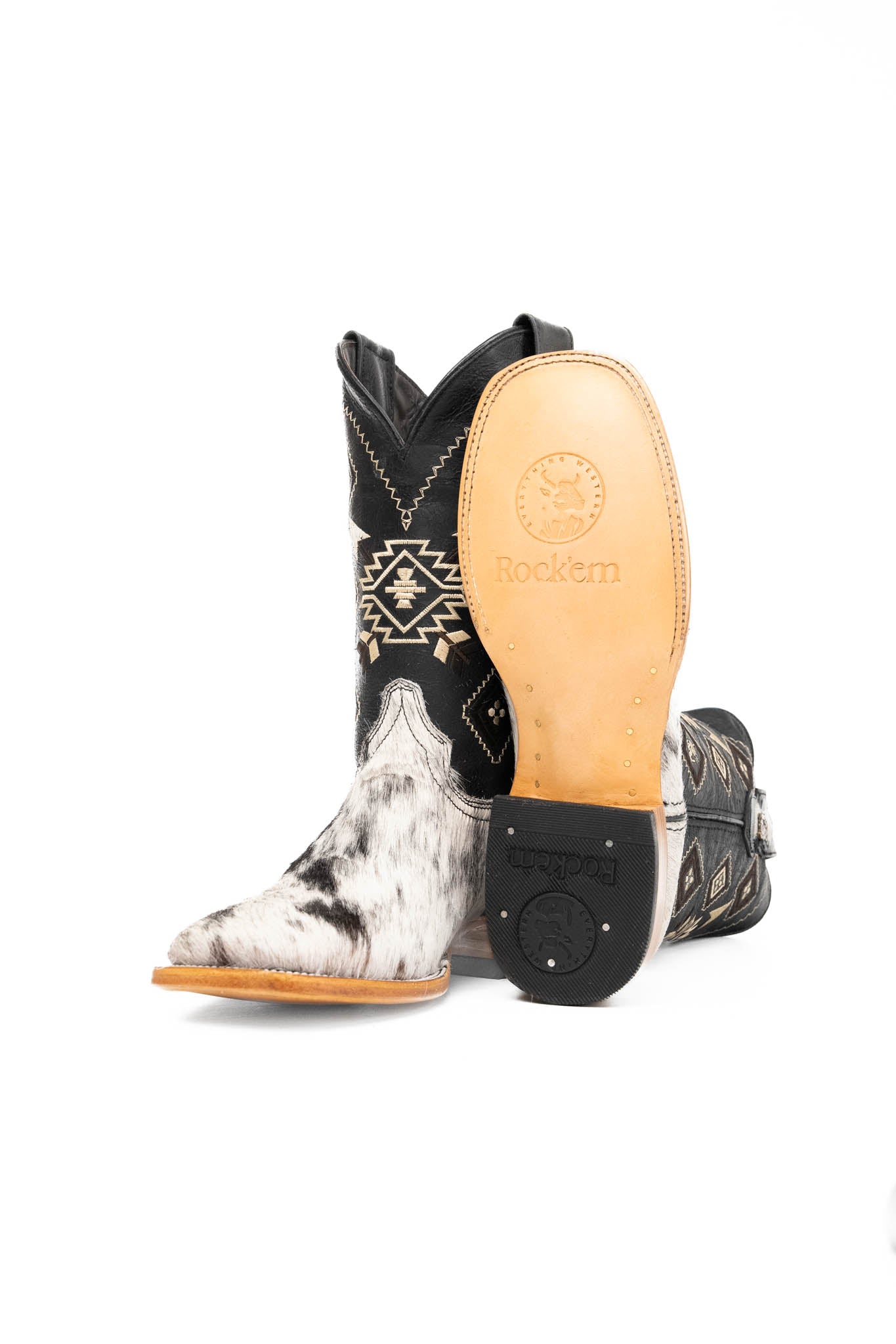 Authentic Men's Cowhide Square Toe Cowboy Boots - Size 8.5 (US) - Western Style Riding Boots for Country, Rodeo & Casual Wear - Durable Leather Work Boots for Men