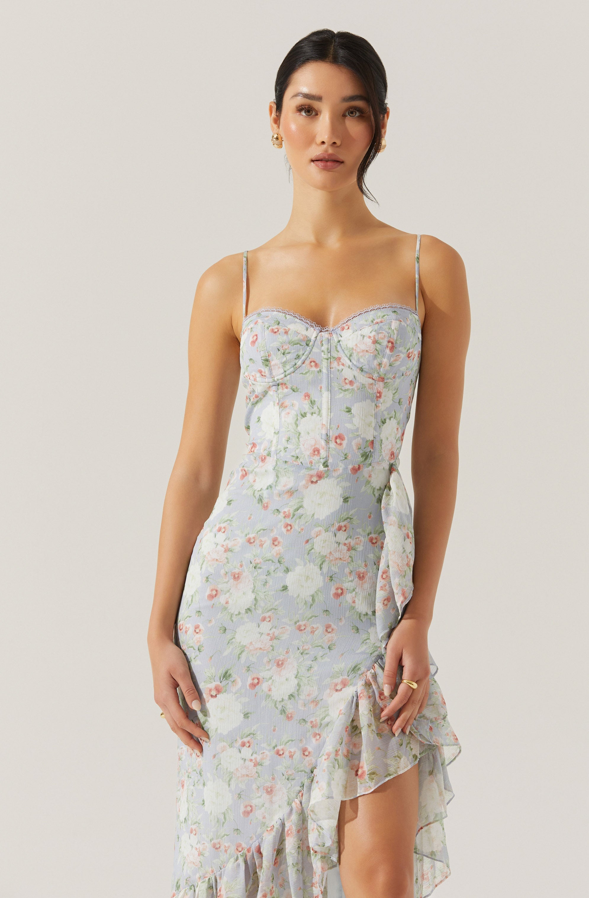 Brisbane Asymmetrical Floral Print Midi Dress - Women's Summer Boho Chic Dress for Beach Vacation & Date Night Outfits