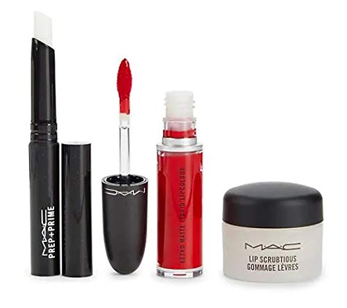 3 Piece Lip Kit - Red Lipstick Set with Prep, Prime & Scrub for Smooth, Long-Lasting Color | Perfect for Daily Wear, Date Night & Special Occasions