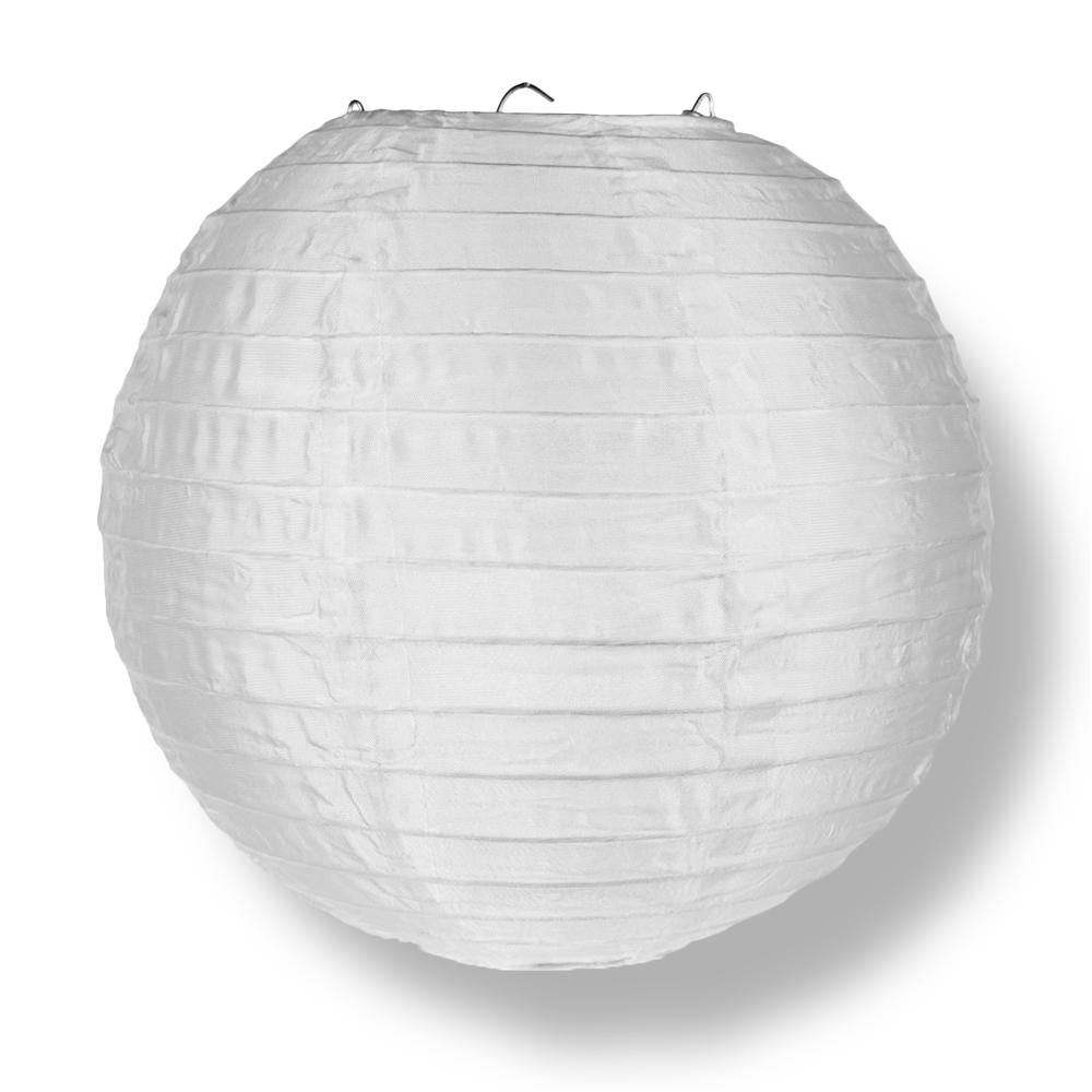 4 Inch White Round Shimmering Nylon Lanterns - 10 Pack Hanging Decor with Parallel Ribbing for Wedding, Party & Outdoor Lighting (String Lights Sold Separately) - Perfect for Garden, Patio and Holiday Decorations
