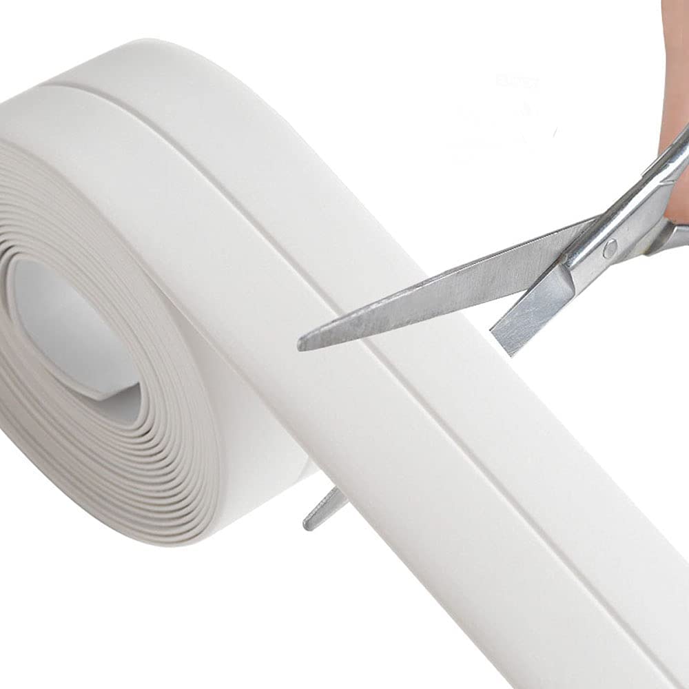 Self-Adhesive Caulk Strip for Bathtub - Waterproof Caulking Tape for Kitchen Countertop, Sink, Bathroom & Toilet Sealing (3.2M x 3.8CM) - Oil-Resistant Edge Protector for Floor Wall Joints | Perfect for DIY Home Repair & Water Leak Prevention