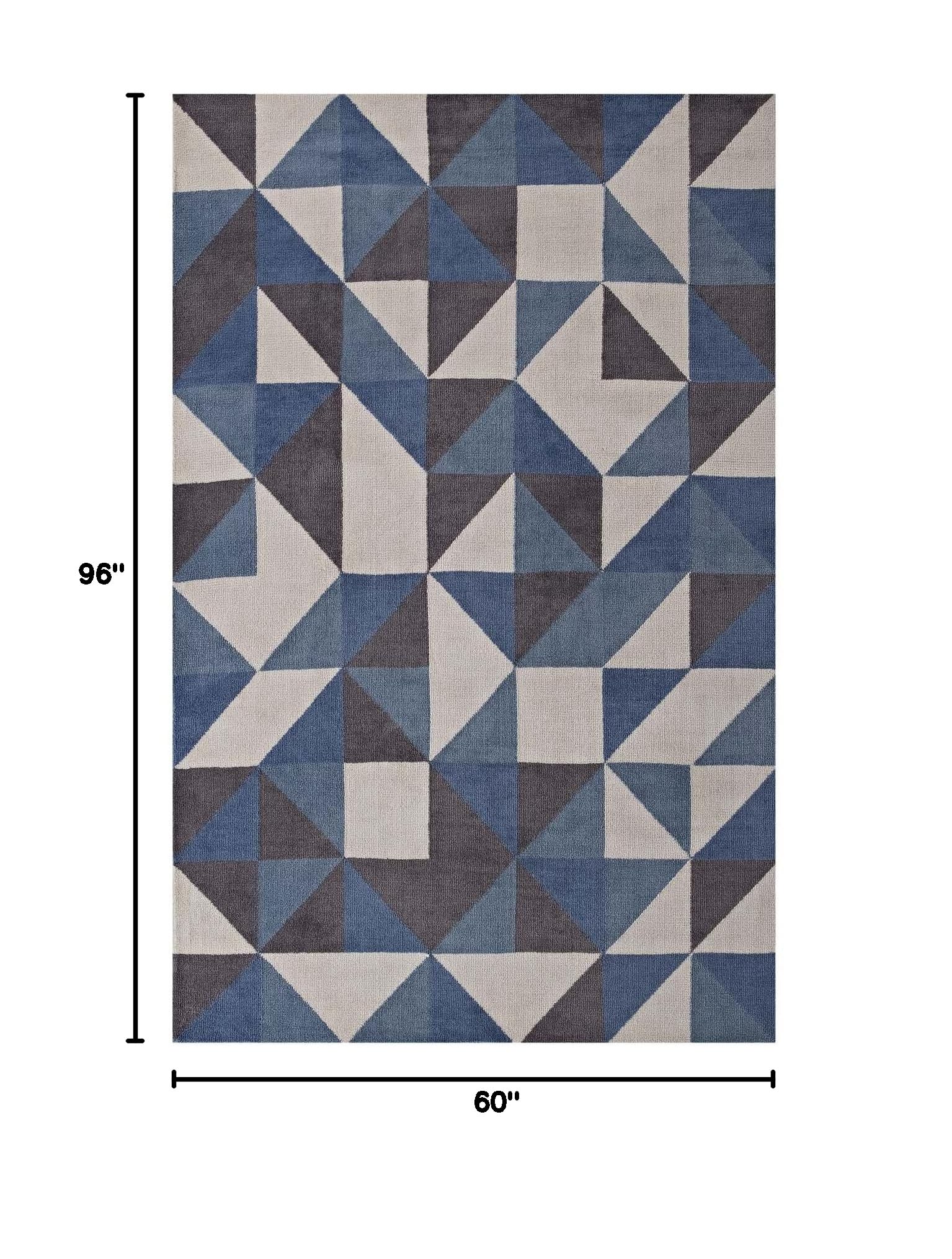 Modern Contemporary Urban Design Living Room Area Rug - Non-Slip Floor Carpet Runner in Multi Blue Fabric - Perfect for Lounge, Bedroom & Home Decor