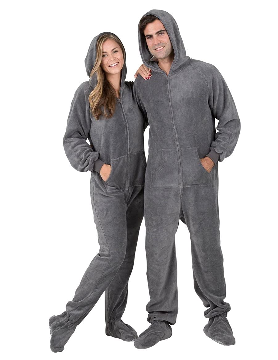 Cozy Adult Footed Pajamas - Soft Chenille Hooded Onesie Jumpsuit for Men & Women | Warm Unisex One-Piece Pajama Set | Perfect for Winter Nights, Lounge Wear & Gift Giving