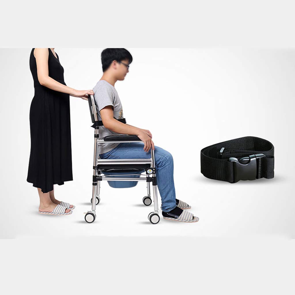 Adjustable Height Bariatric Commode Chair with Wheels & Padded Seat - Mobile Toilet Shower Chair for Adults & Elderly - Easy Tool-Free Assembly for Home Care, Bedside Use & Bathroom Safety