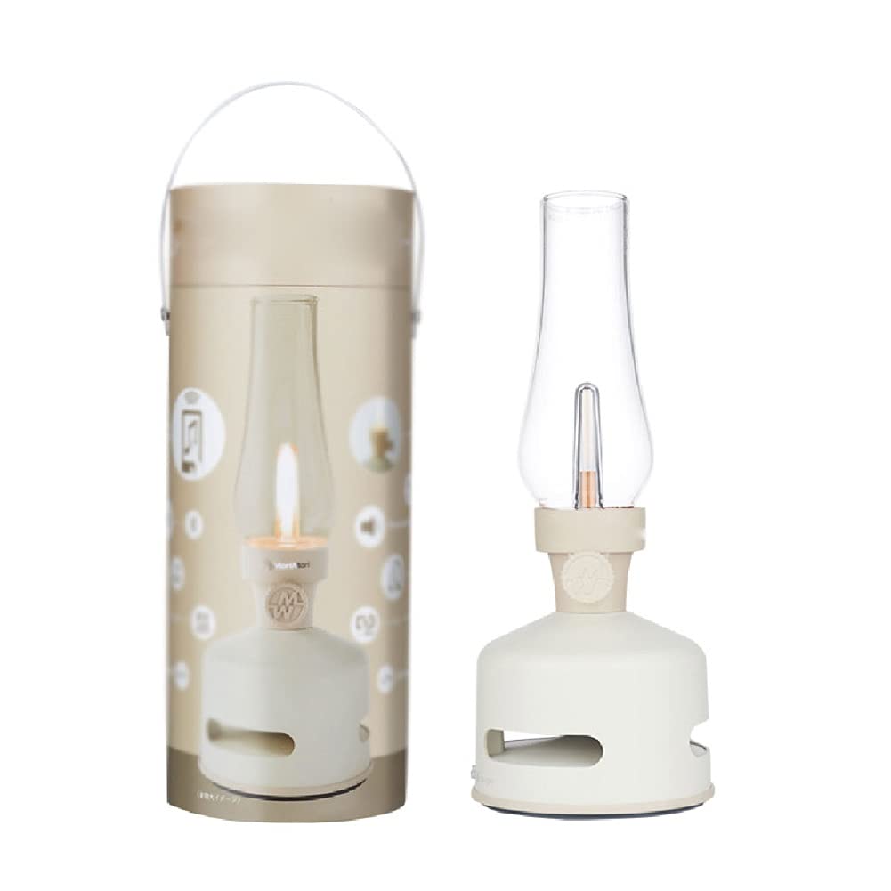 MAJIDA Classic Rechargeable LED Kerosene Lamp with Bluetooth Speaker - USB Charging, Wireless Portable Table Light, Adjustable Brightness - Perfect for Home Decor, Outdoor Camping & Emergency Lighting (White)