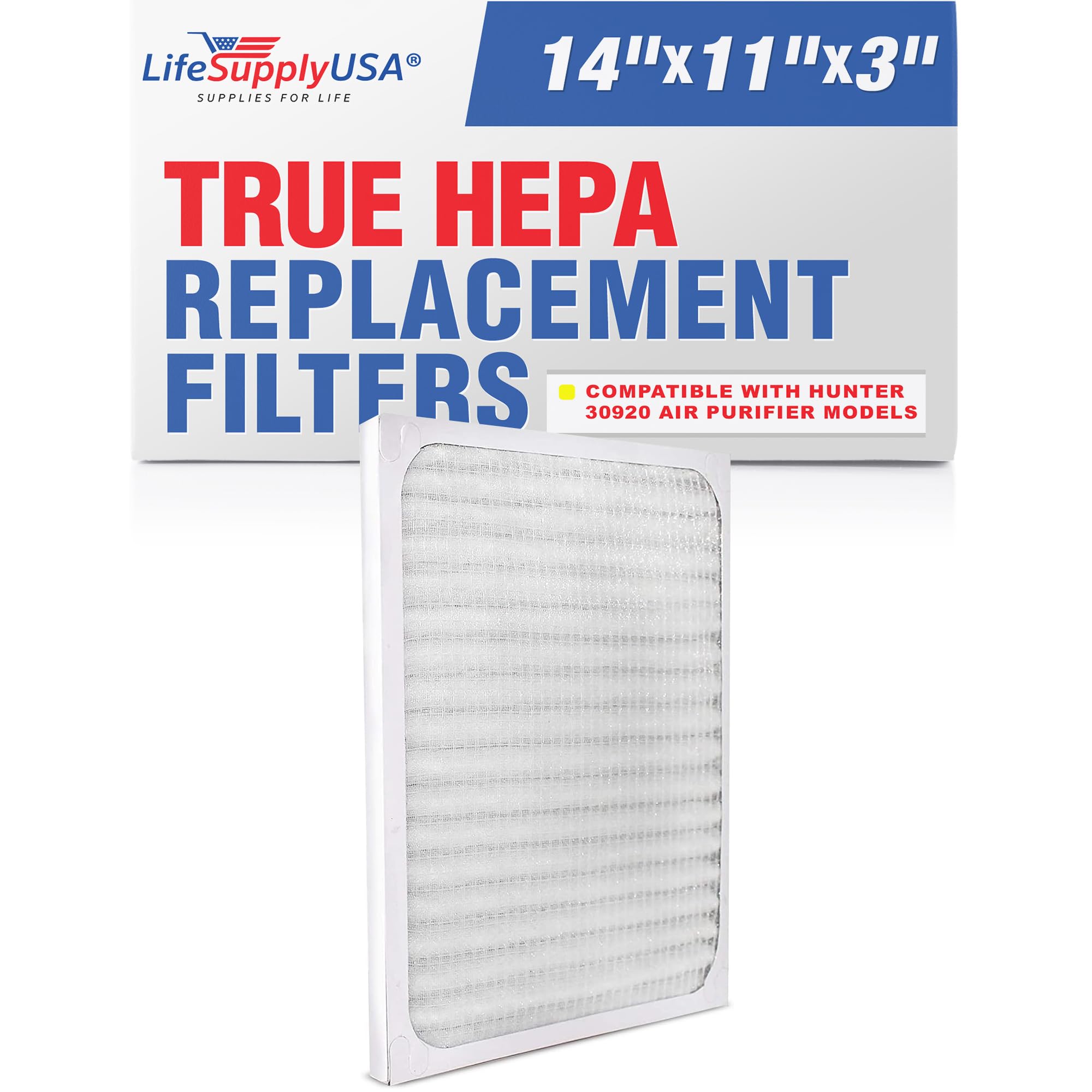Hunter 30920 30905 30050 30055 30065 37065 30075 30080 30177 Air Purifier Replacement Filter - HEPA Air Cleaner Filter Compatible with Hunter Air Purifiers by LifeSupplyUSA - Perfect for Home, Office and Bedroom Air Purification