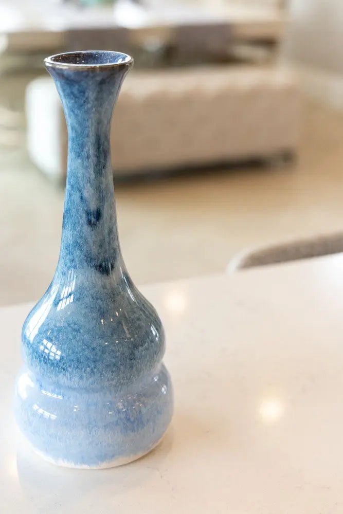 X Tall/XL Decorative Vase in Cascading Blues & Creams - Perfect for Home Decor, Wedding Centerpieces, and Office Accents