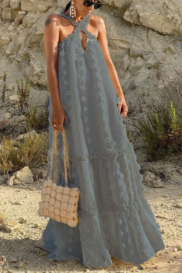 Sweet By The Sea Floral Halter Maxi Dress - Boho Beach Wedding, Summer Vacation & Tropical Party Outfit