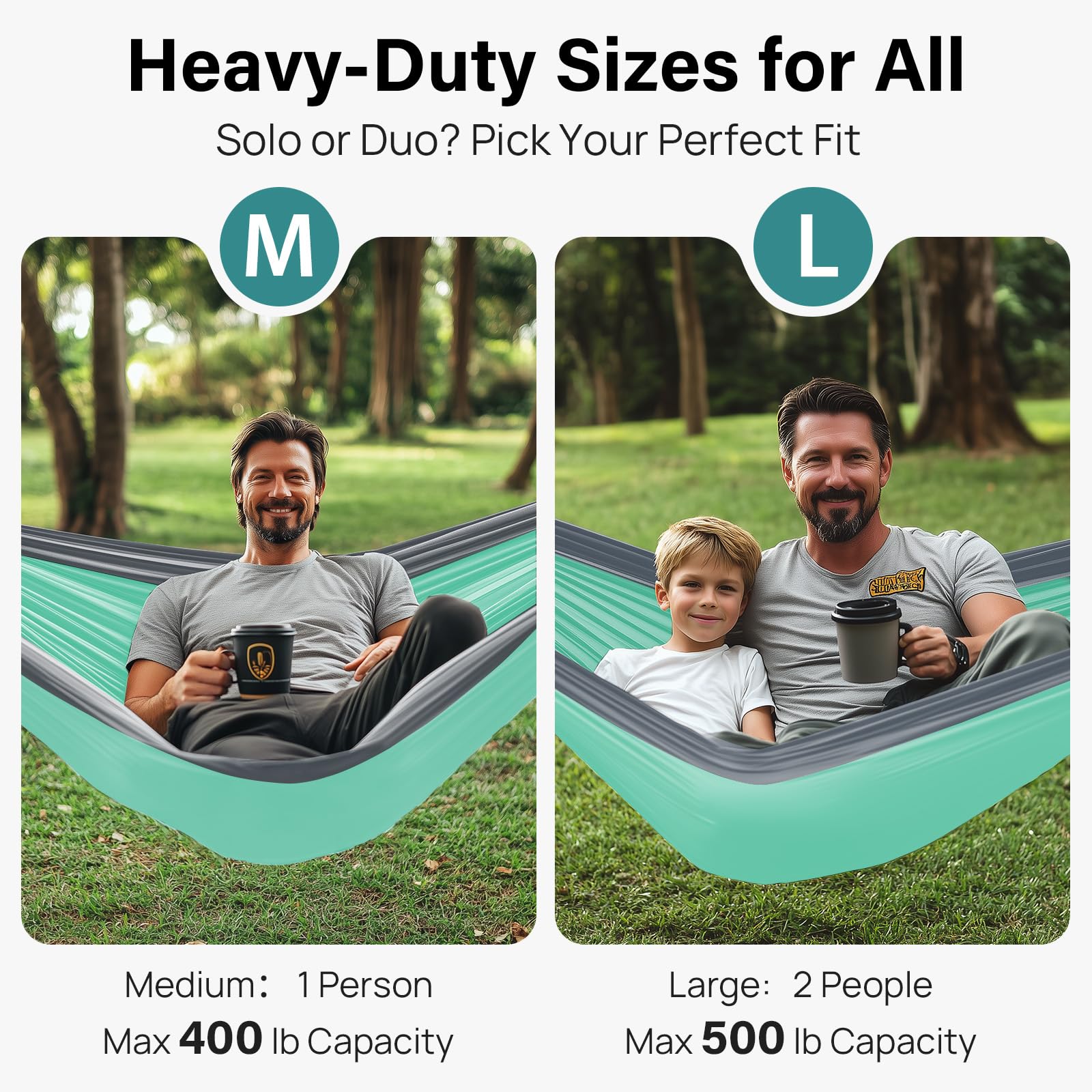 Kootek Camping Hammock - Lightweight Portable Double & Single Hammock with Tree Straps - Perfect for Outdoor Adventures, Hiking, Beach Travel & Backpacking - Essential Camping Gear for Relaxation