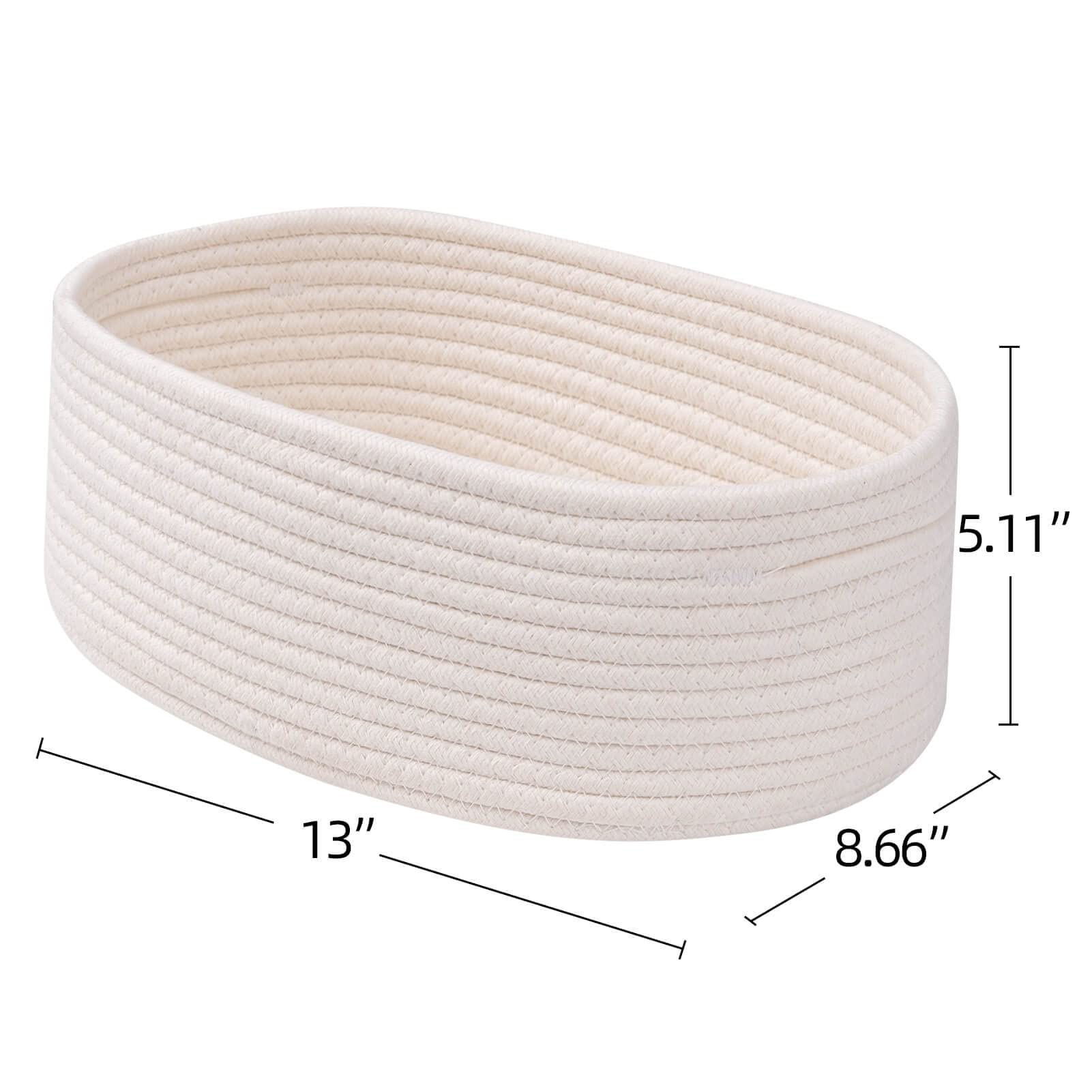 3-Pack Woven Rope Storage Baskets & Bins - White Shelf Organizers for Home, Living Room, Bedroom & Playroom | Perfect for Toys, Blankets & Household Organization