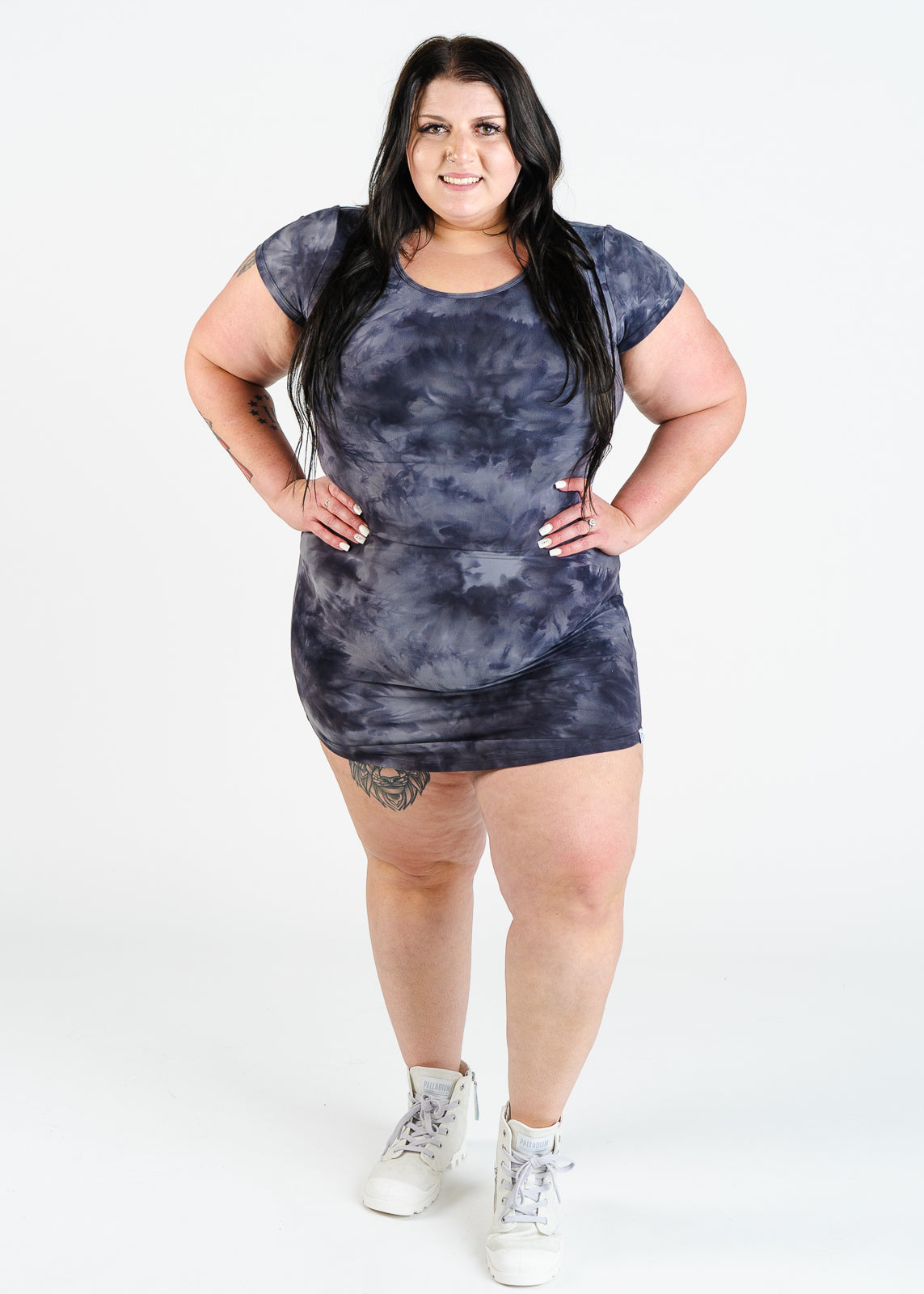 Stylish Black Tie Dye T-Shirt Dress for Women - Casual Summer Outfit, Beach Cover Up & Lounge Wear