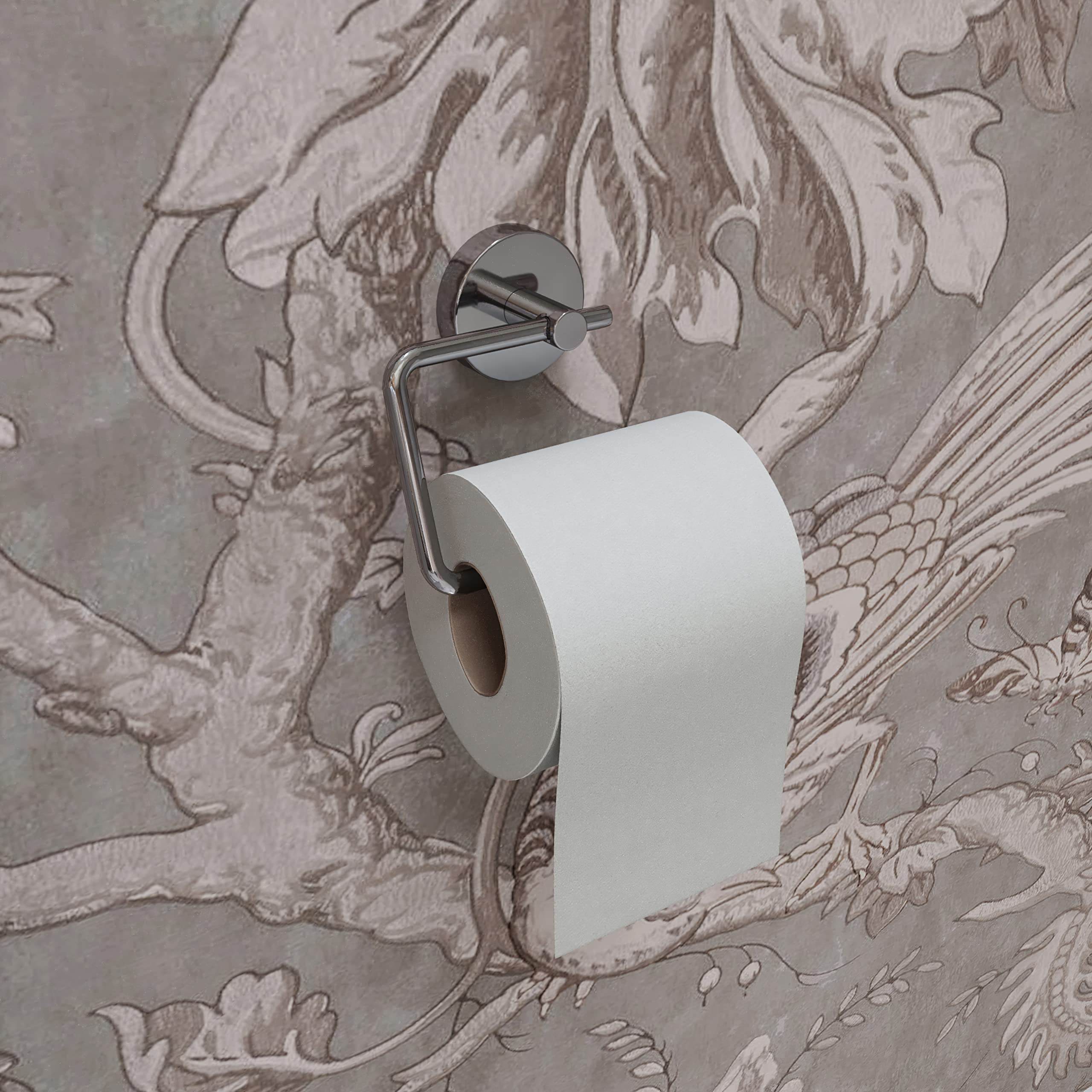 Croydex Pendle Flexi-Fix Easy to Install Screw or Glue Bathroom Toilet Paper Holder - 4.2x5.3x1.7 Inches Chrome - Perfect for Small Spaces, Apartments & Modern Bathrooms