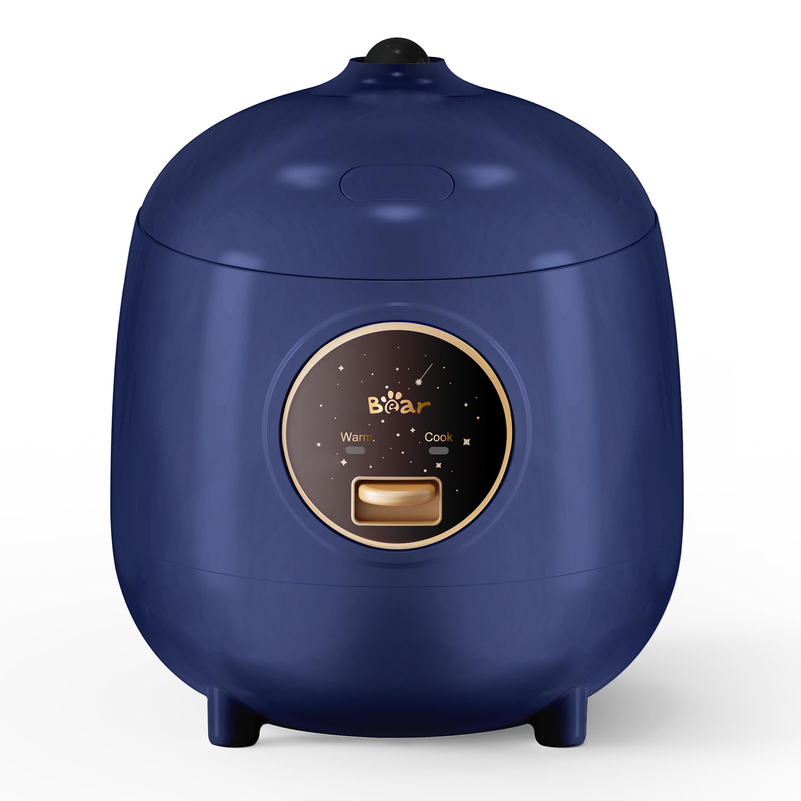 Mini Rice Cooker 2 Cups Uncooked (1.2L) - Portable Non-Stick Travel Rice Cooker with One-Touch Cooking & Keep Warm, BPA-Free - Perfect for Dorms, Offices & Camping (Navy Blue)