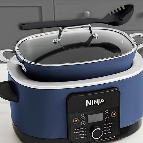 Ninja Foodi PossibleCooker PRO 8.5 Quart Multi-Cooker - 8-in-1 Slow Cooker, Dutch Oven, Steamer, Pressure Cooker, Sauté Pan, Rice Cooker, Yogurt Maker & Warmer | Nonstick Oven-Safe Pot (500°F) with Glass Lid & Spoon | Perfect for Family Dinners, Meal Prep & Holiday Cooking - Navy Blue