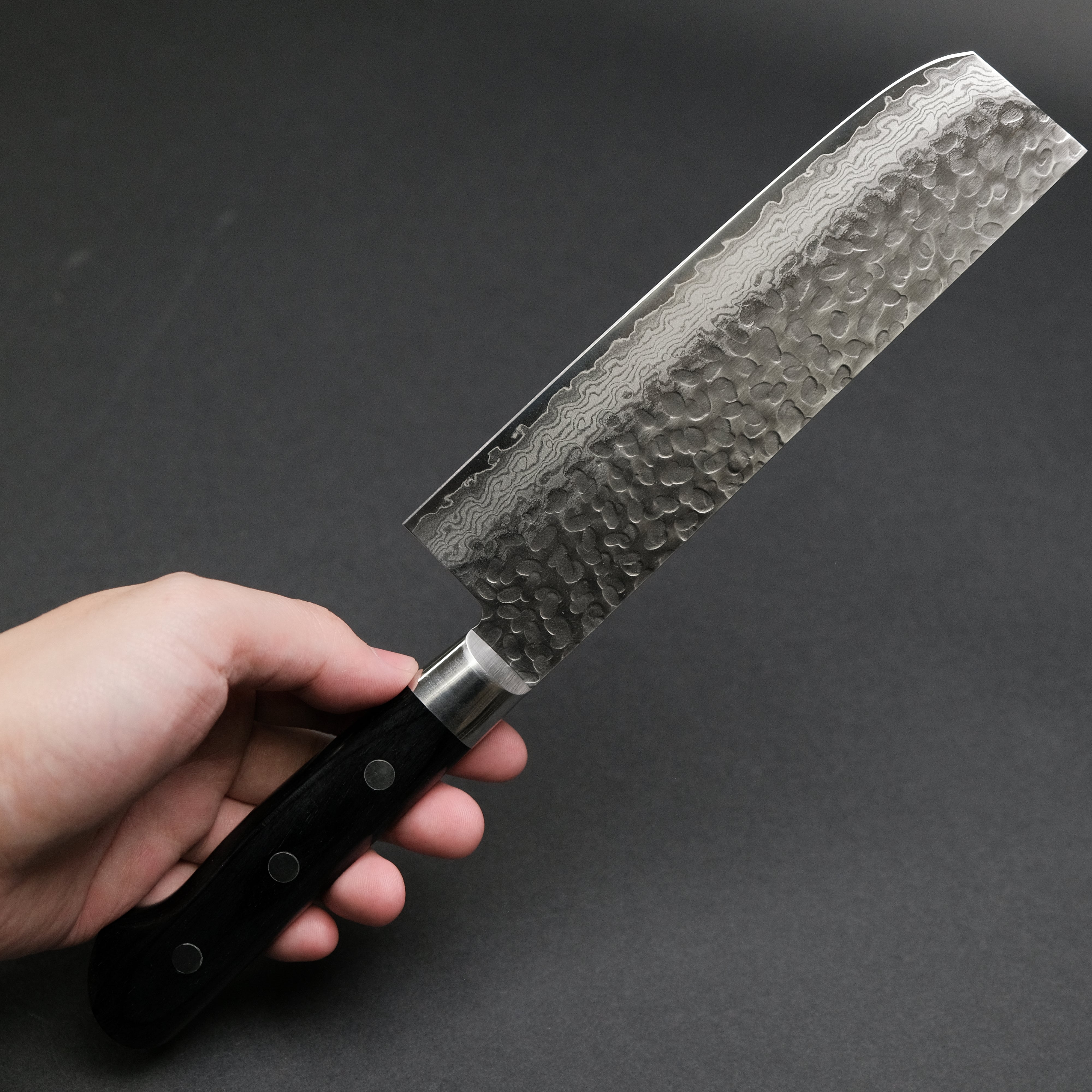 Hitohira Imojiya ST Tsuchime Damascus Nakiri Knife with Pakka Wood Handle - Premium Japanese Chef Knife for Slicing Vegetables, Fruits & Herbs - Perfect for Home Cooks & Professional Chefs