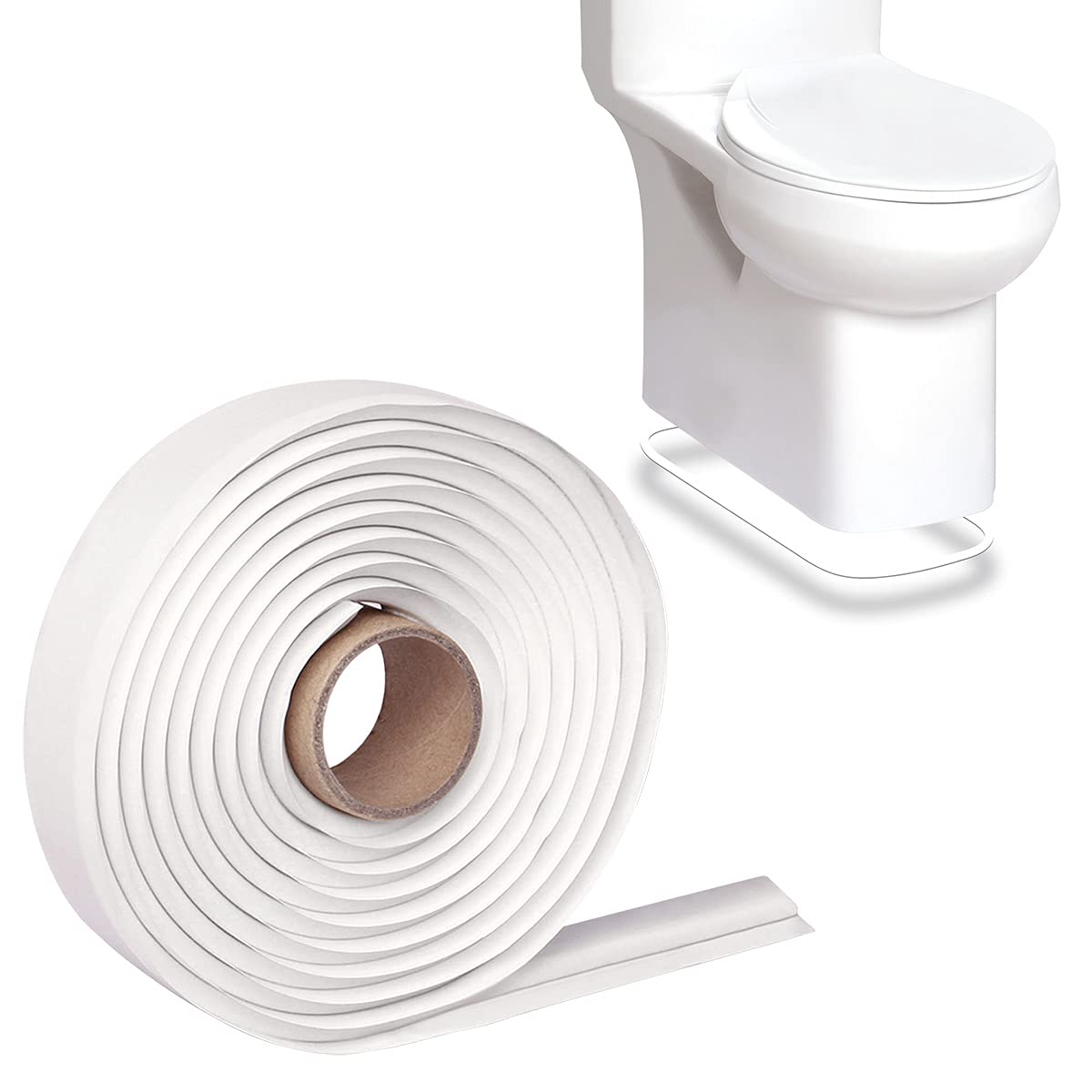 Self Adhesive Caulk Tape - Waterproof Rubber Seal Strip for Toilet Bowl Installation, Wash Basin & Kitchen Sink - Easy Peel & Stick Bathroom Sealant Tape for Leak Protection (White) - Perfect for DIY Home Repairs & Waterproofing Projects