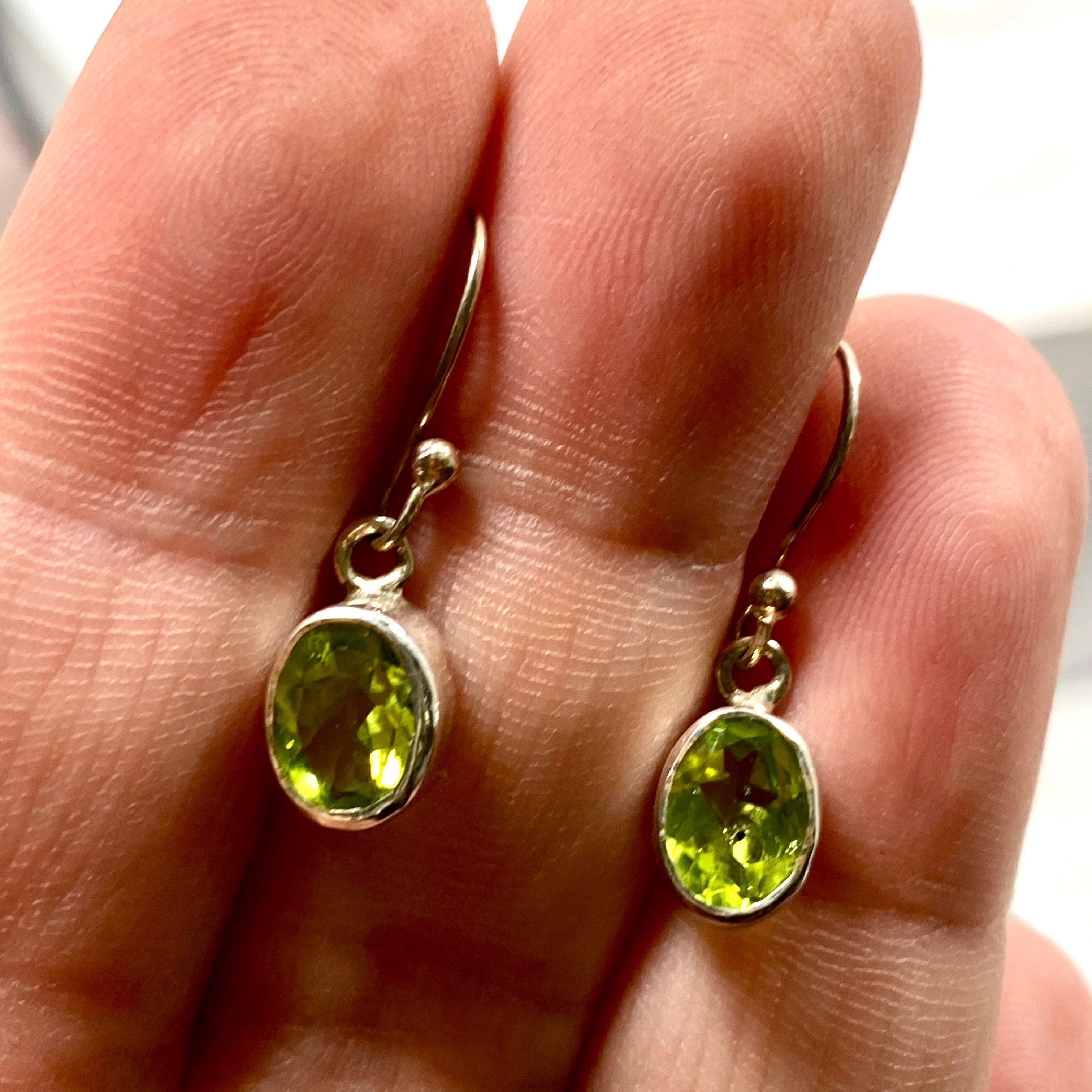 Peridot Petite Oval Faceted Earrings R2363 PDO - Elegant Green Gemstone Stud Earrings for Women, Perfect for Weddings, Parties & Everyday Wear