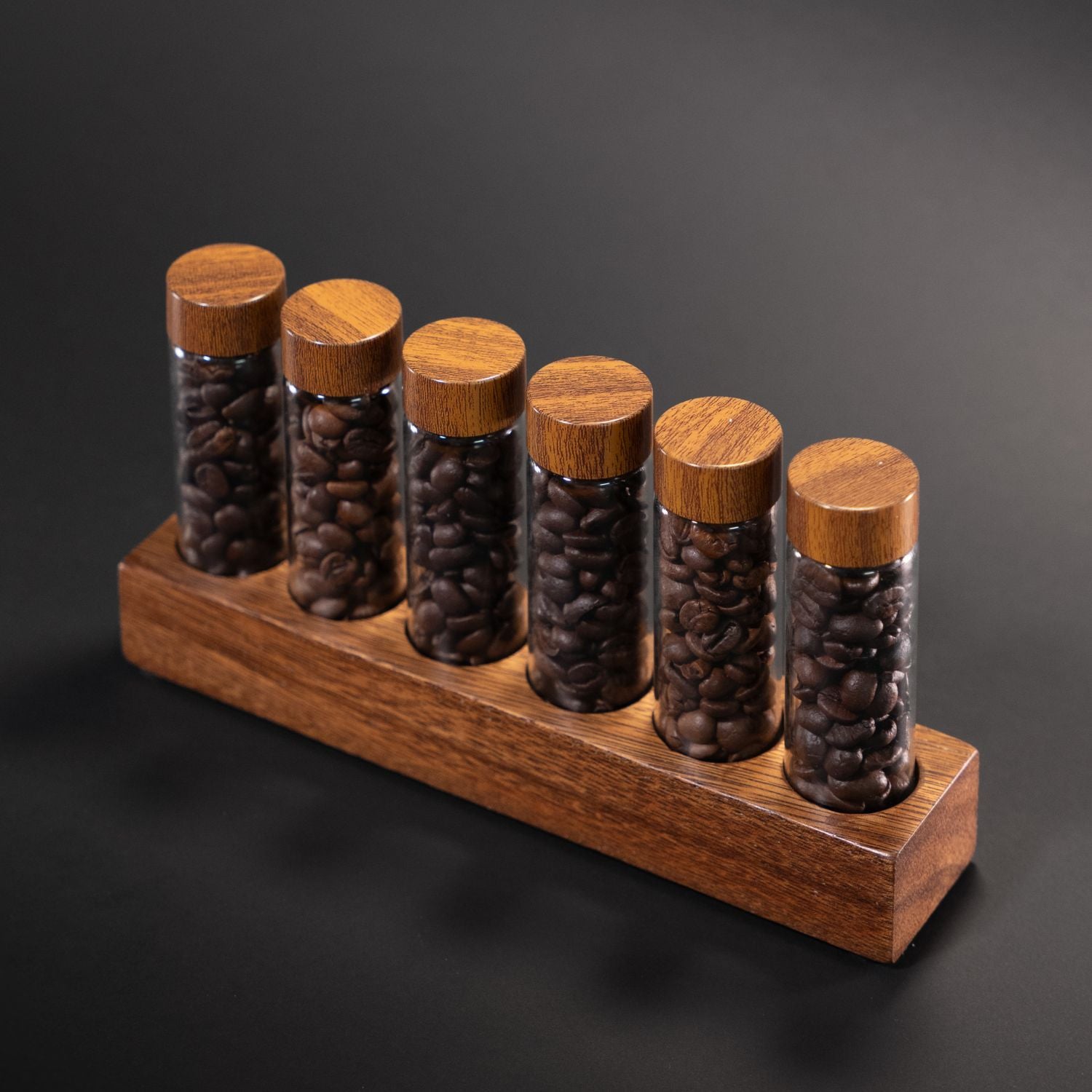Premium I.XXI Coffee Bean Tube Display Set - 6 Pack with Stand | Perfect for Coffee Shops, Cafés & Home Baristas | Showcase & Organize Coffee Beans in Style
