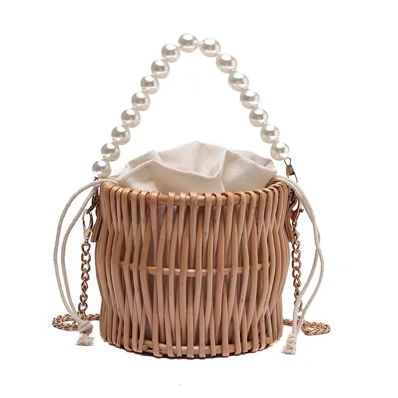 Straw Beach Bag for Women - Rattan Handbag with Chain, Boho Straw Purse for Wedding, Summer Vacation & Pool Party | Perfect for Beach Outings, Picnics & Outdoor Events