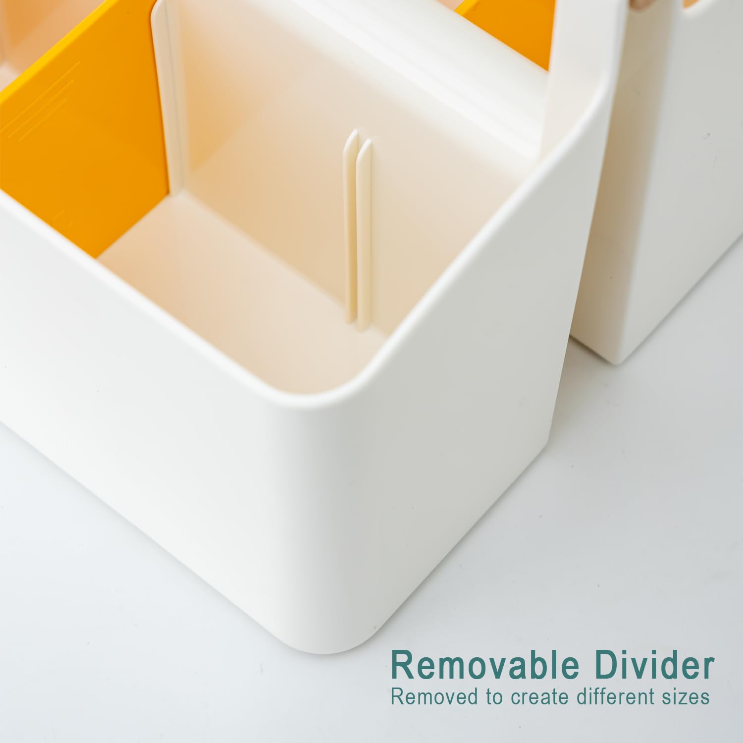 Art Supply Organizers Caddy with Handle - Large Desk & Makeup Storage Tote in White & Yellow - Perfect for Artists, Students & Office Organization