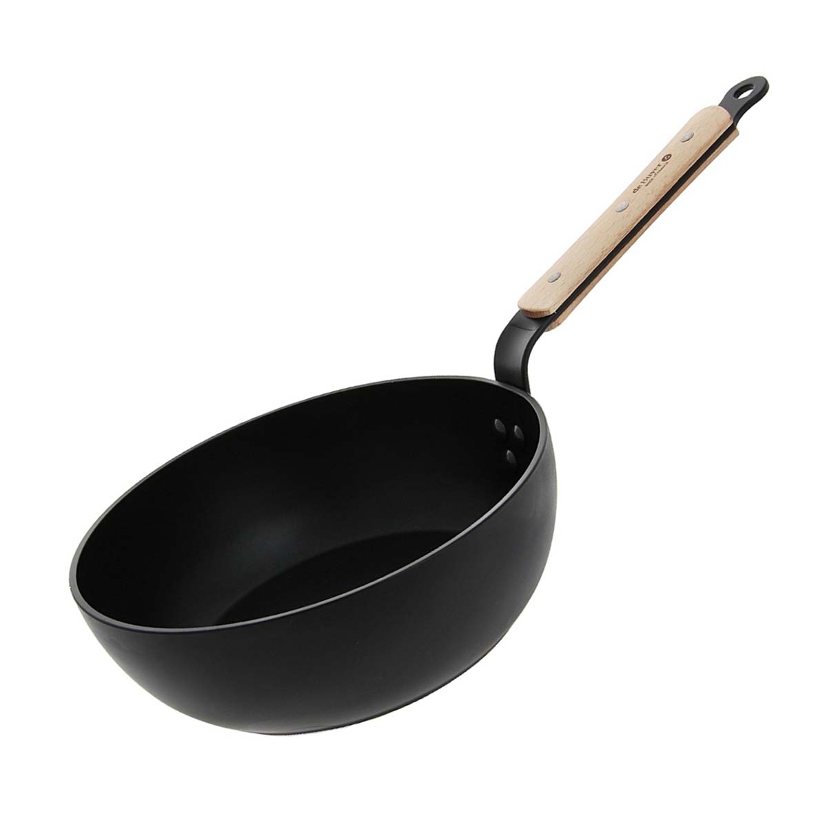 de Buyer Choc B Bois 24cm Beech Wood Handle Non-Stick Deep Frying Pan - Perfect for Sautéing, Frying & Cooking Steaks at Home