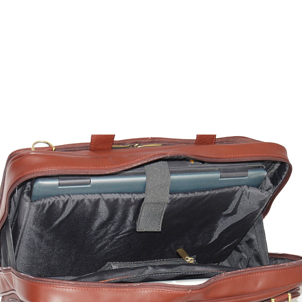 Premium Genuine Leather Laptop Briefcase for Business Professionals - 15.6 Inch Laptop Case with Multiple Pockets (Black) - Perfect for Office, Travel & Executive Meetings