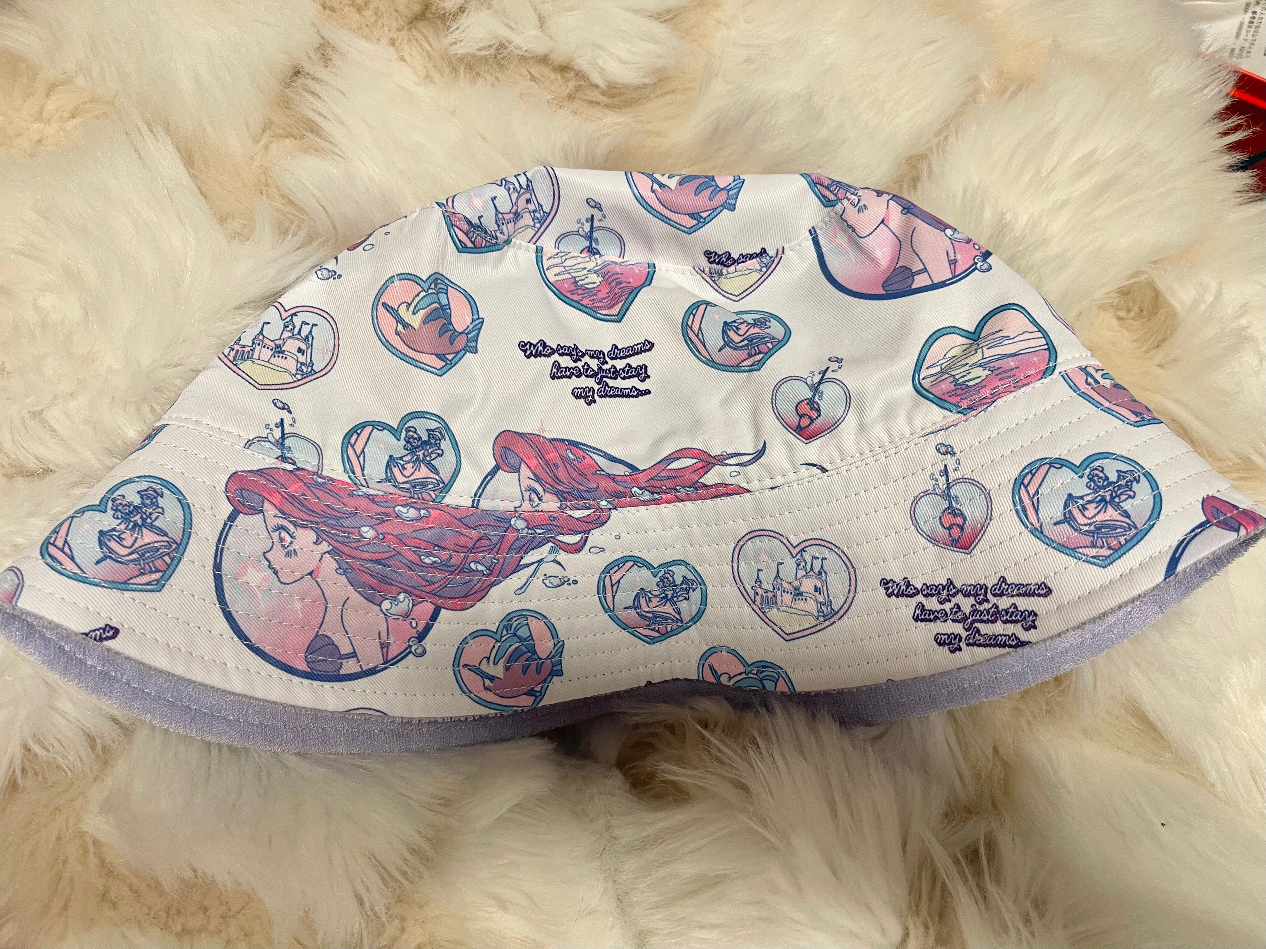 Disney Store Japan Little Mermaid Anime Style Bucket Hat - Cute Summer Beach Hat for Women & Girls, Perfect for Cosplay, Anime Conventions & Outdoor Activities