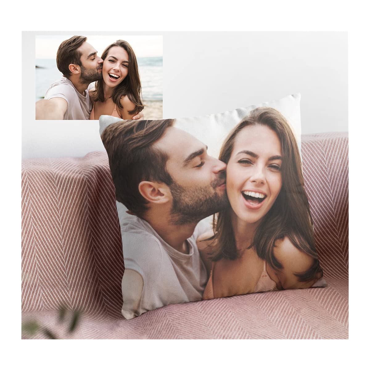 Personalized Photo Pillow 16x16 Inch - Custom Printed Canvas Cushion Cover for Sofa & Home Decor - Unique Gift for Mother's Day, Father's Day, Christmas & Birthday - Perfect for Living Room, Bedroom Decor & Special Occasion Gifts