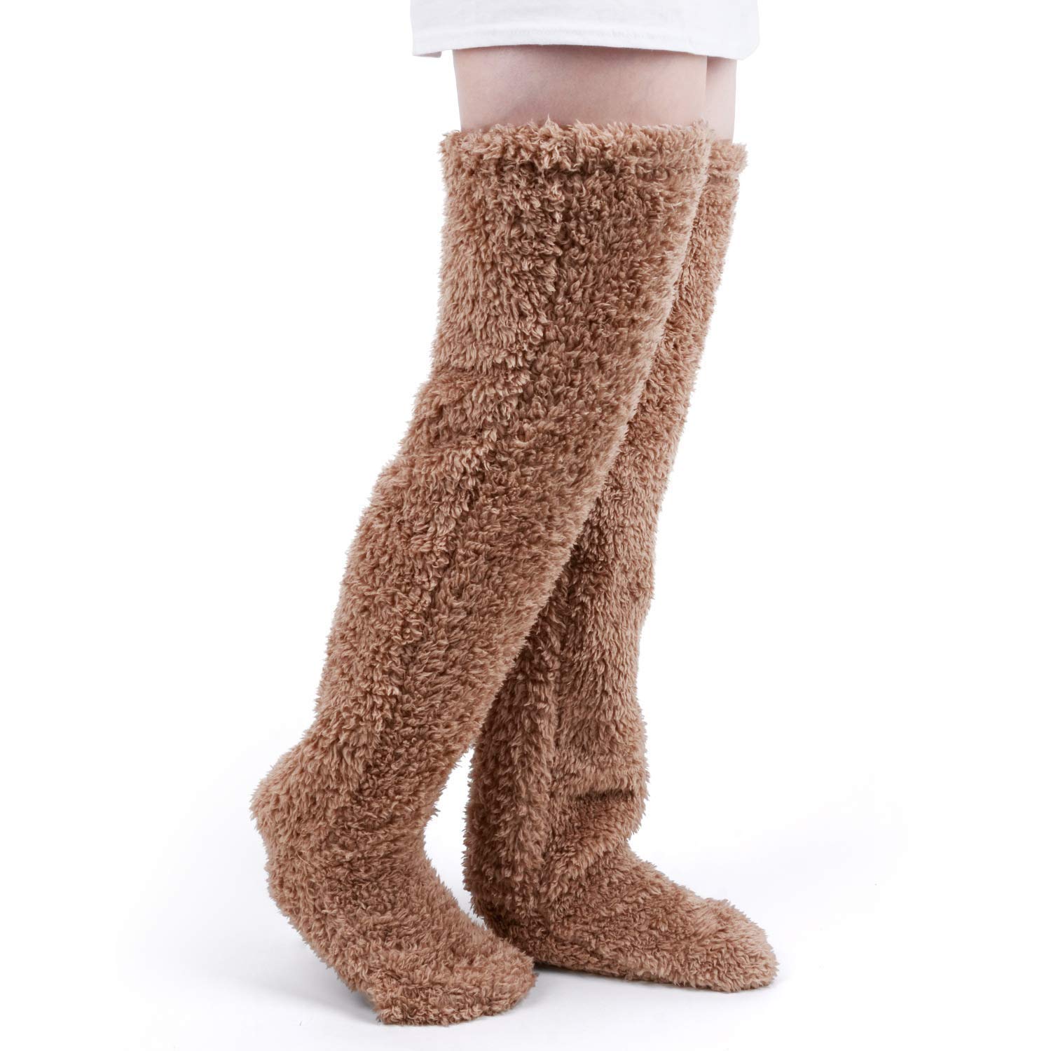 Warm Over Knee High Fuzzy Socks - Plush Long Leg Warmers for Women & Girls | Cozy Winter Home Slippers, Sleeping Socks for Cold Nights & Lounge Wear