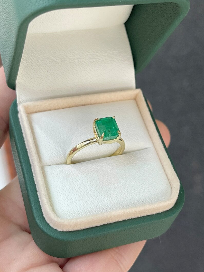 2.65ct 14K Gold Emerald Cut Solitaire Engagement Ring for Women - Classic Wedding Band, Anniversary Gift, Proposal Jewelry - Perfect for Romantic Occasions & Special Moments