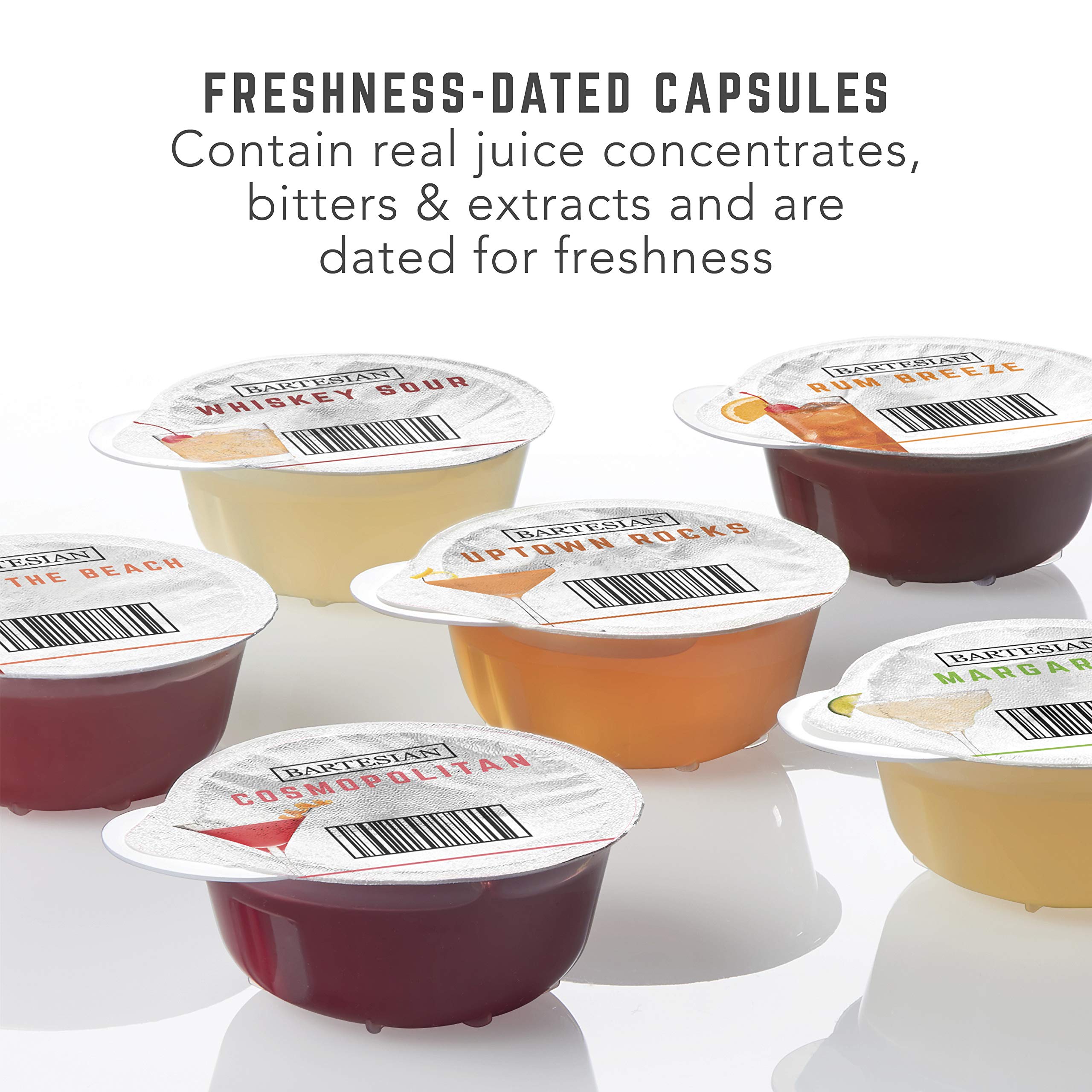 Bartesian Premium Cocktail Mixer Capsules - Variety Pack of 18 (Cosmopolitan, Margarita, Old Fashioned) for Bartesian Cocktail Maker Machine | Perfect for Home Bars, Parties & Entertaining Guests
