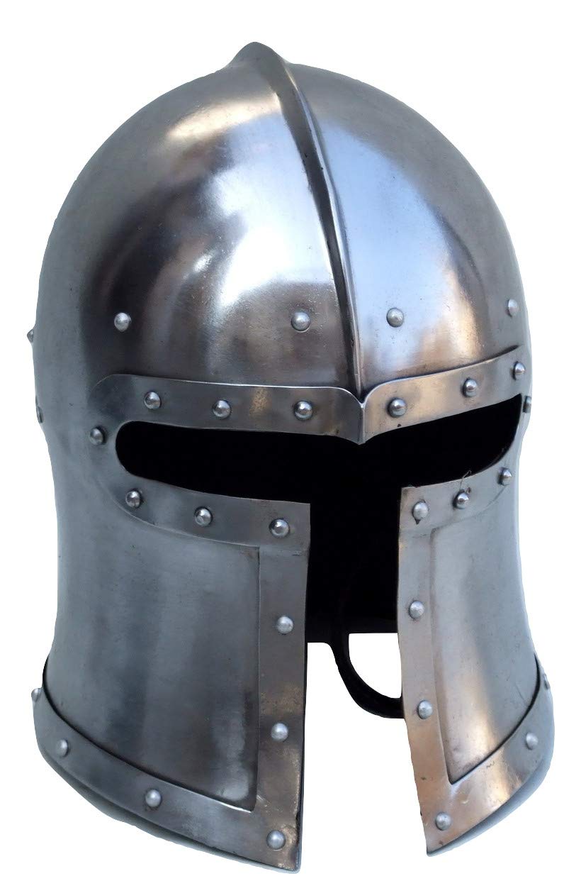Knights Templar Crusader Armor Helmet - Medieval Steel Barbuta Viking Battle Knight Helmet with Visor | Perfect for LARP, Cosplay, Historical Reenactments & Collectors