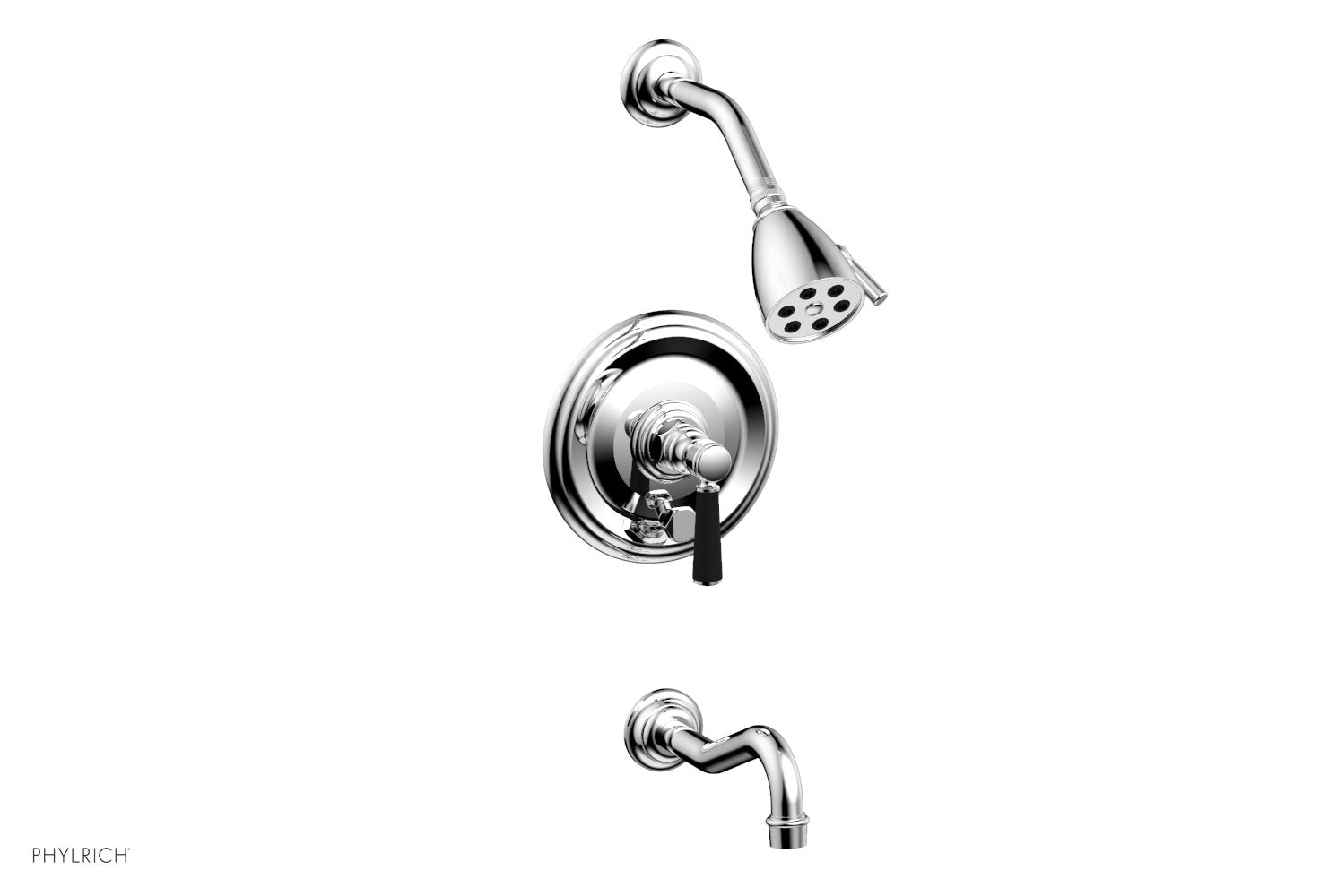 HENRI Pressure Balance Tub and Shower Faucet Set - Satin Black Finish with Lever Handle (Model 161-27) for Bathroom and Shower Upgrade