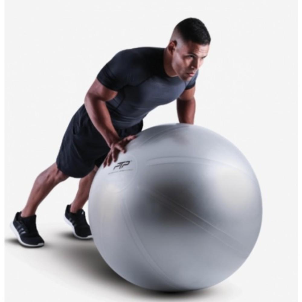 PTP Coreball 75 CM | Steel Grey Exercise Ball for Home Gym, Yoga, Pilates & Fitness Training - Durable Anti-Burst Stability Ball for Workouts and Physical Therapy