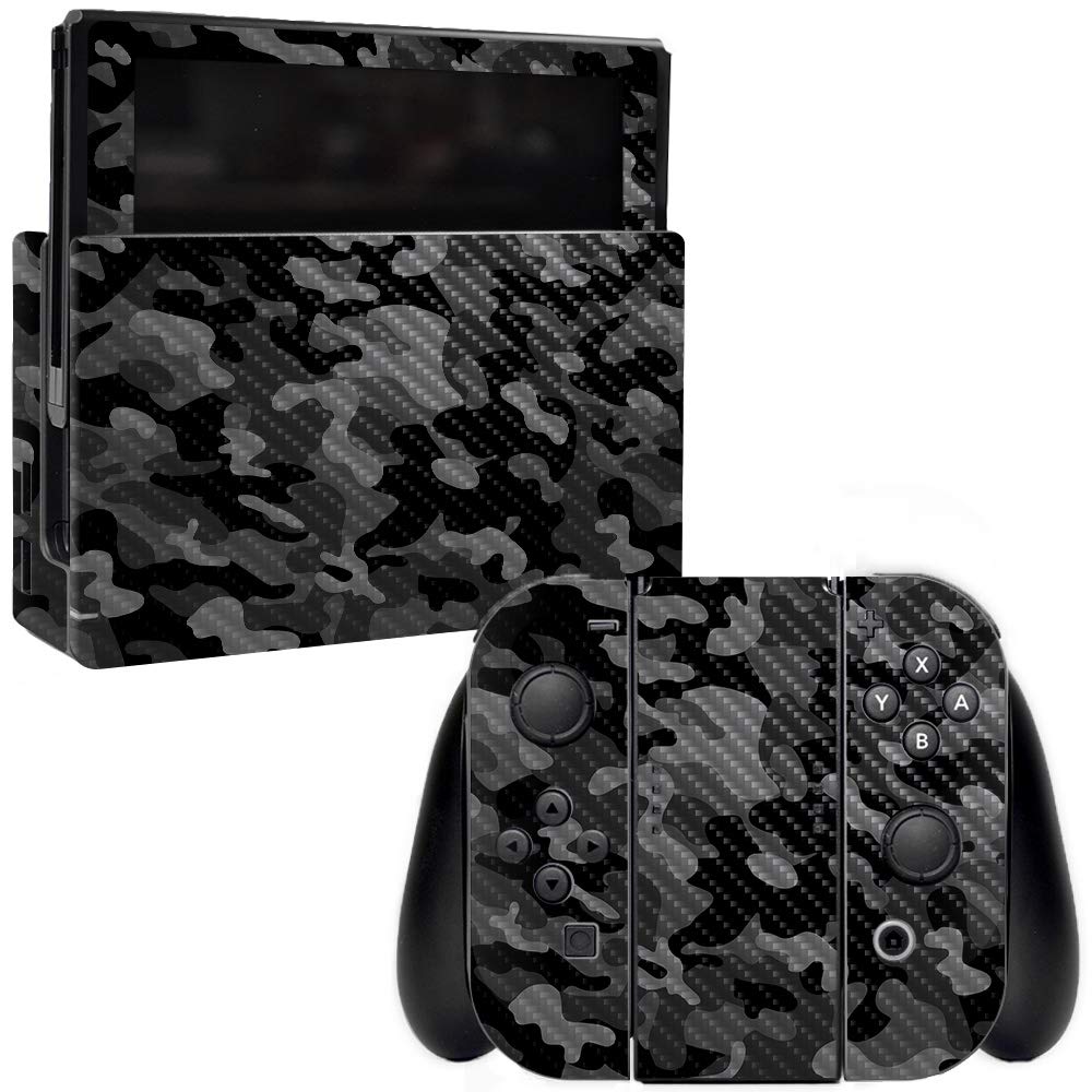 Premium Carbon Fiber Skin for Nintendo Switch - Black Camo Design | Protective & Durable Textured Cover | Easy to Apply & Remove | USA Made | Perfect for Gaming Protection & Style Enhancement