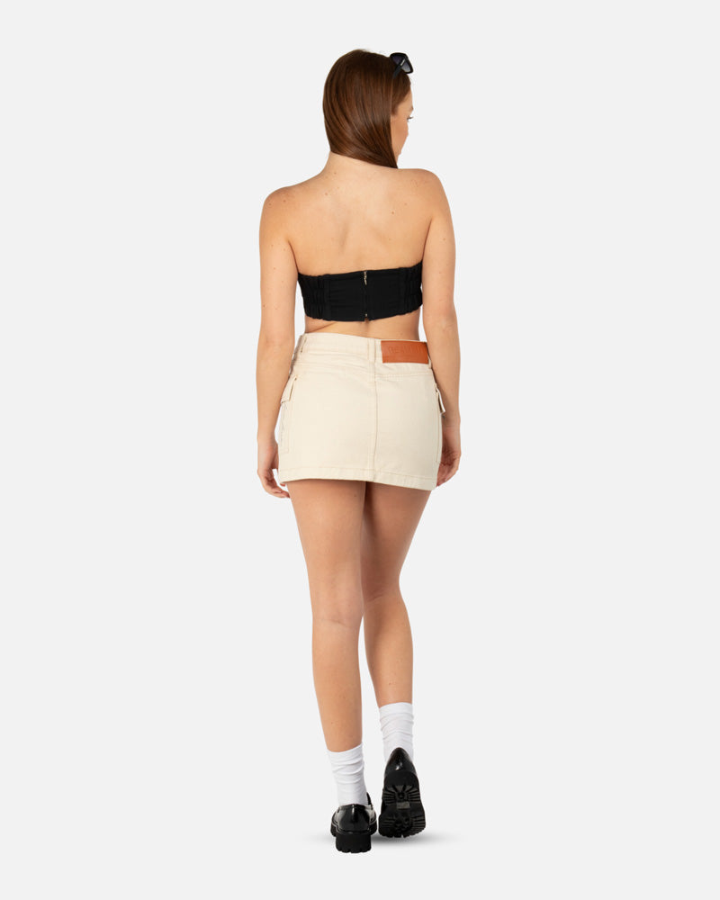 SSS Realism Dover Denim Cargo Skirt in Oatmeal - Stylish Women's Utility Skirt for Casual Outfits & Streetwear Fashion