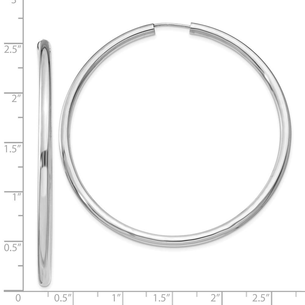 Sterling Silver Rhodium-Plated Polished Endless Tube Hoop Earrings for Women | Hypoallergenic & Tarnish-Resistant Jewelry | Perfect for Everyday Wear, Parties & Gifts