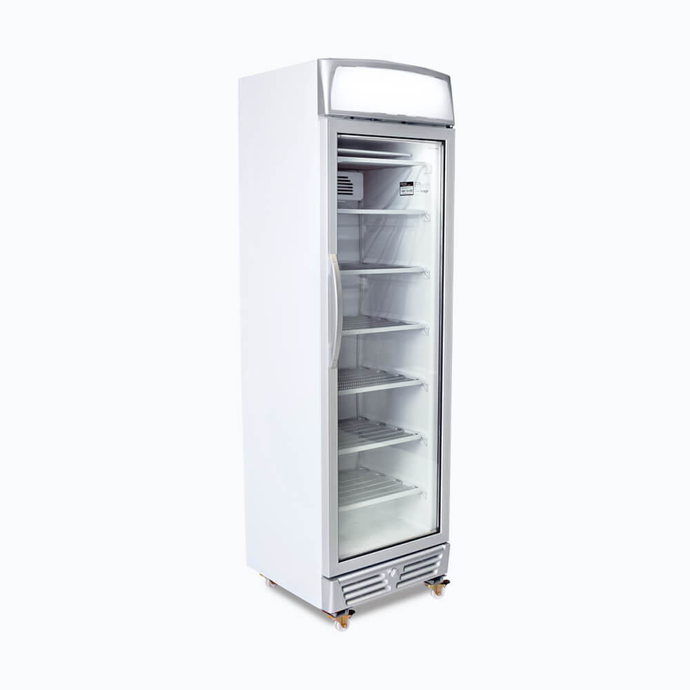 Bromic 300L Commercial Upright Display Freezer with LED Lightbox & Flat Glass Door - UF0374LS - Perfect for Supermarkets, Convenience Stores, and Restaurant Food Display
