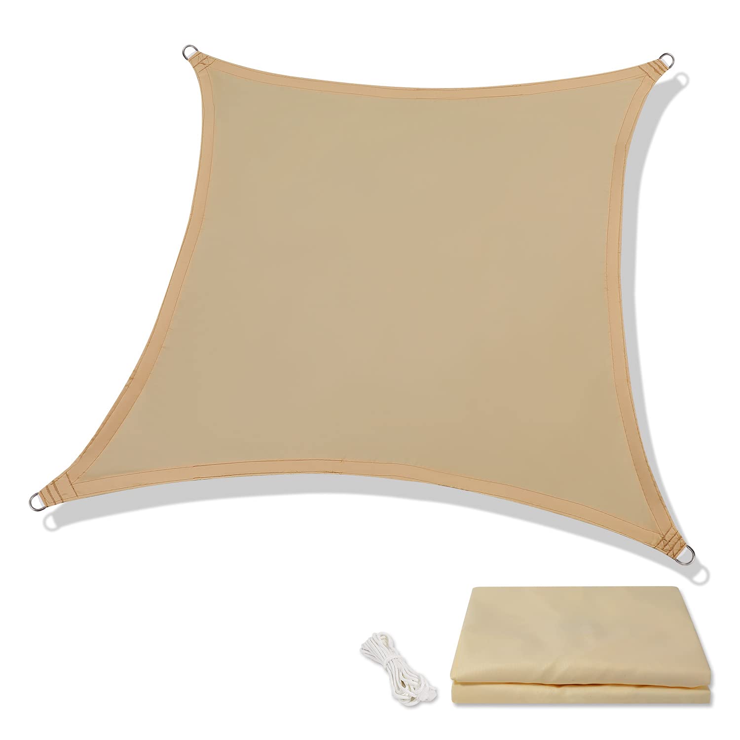 20'x23' Beige Rectangle Shade Sail - UV Block Waterproof Sun Canopy for Backyard, Patio, Garden & Pool - Custom Outdoor Sun Protection for Relaxation & Outdoor Activities