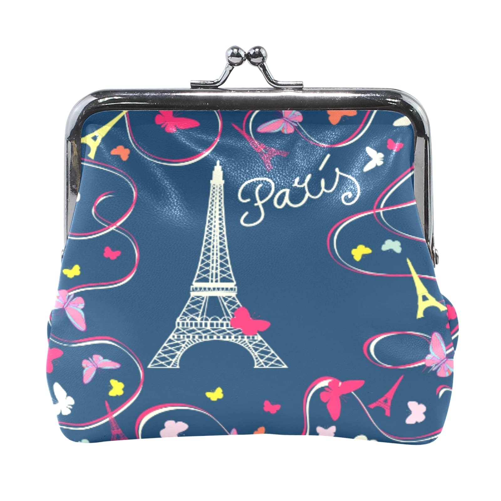 Vintage Paris Eiffel Tower Coin Purse for Women - Small Leather Wallet with Kiss-Lock Closure | Perfect for Travel, Gift & Everyday Use