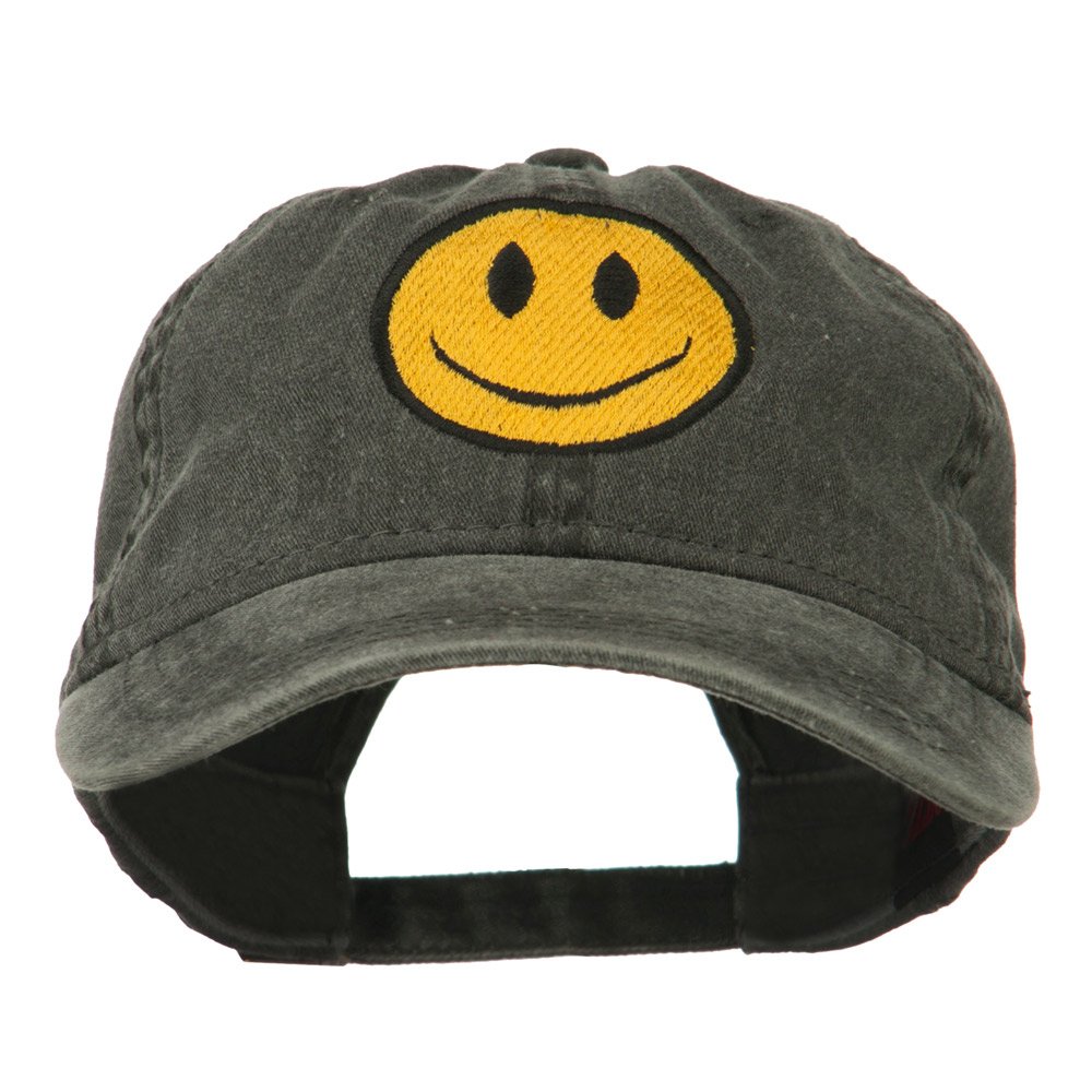 Smile Face Embroidered Washed Cotton Baseball Cap - Trendy Unisex Dad Hat for Outdoor Activities, Sports & Casual Wear | e4Hats.com