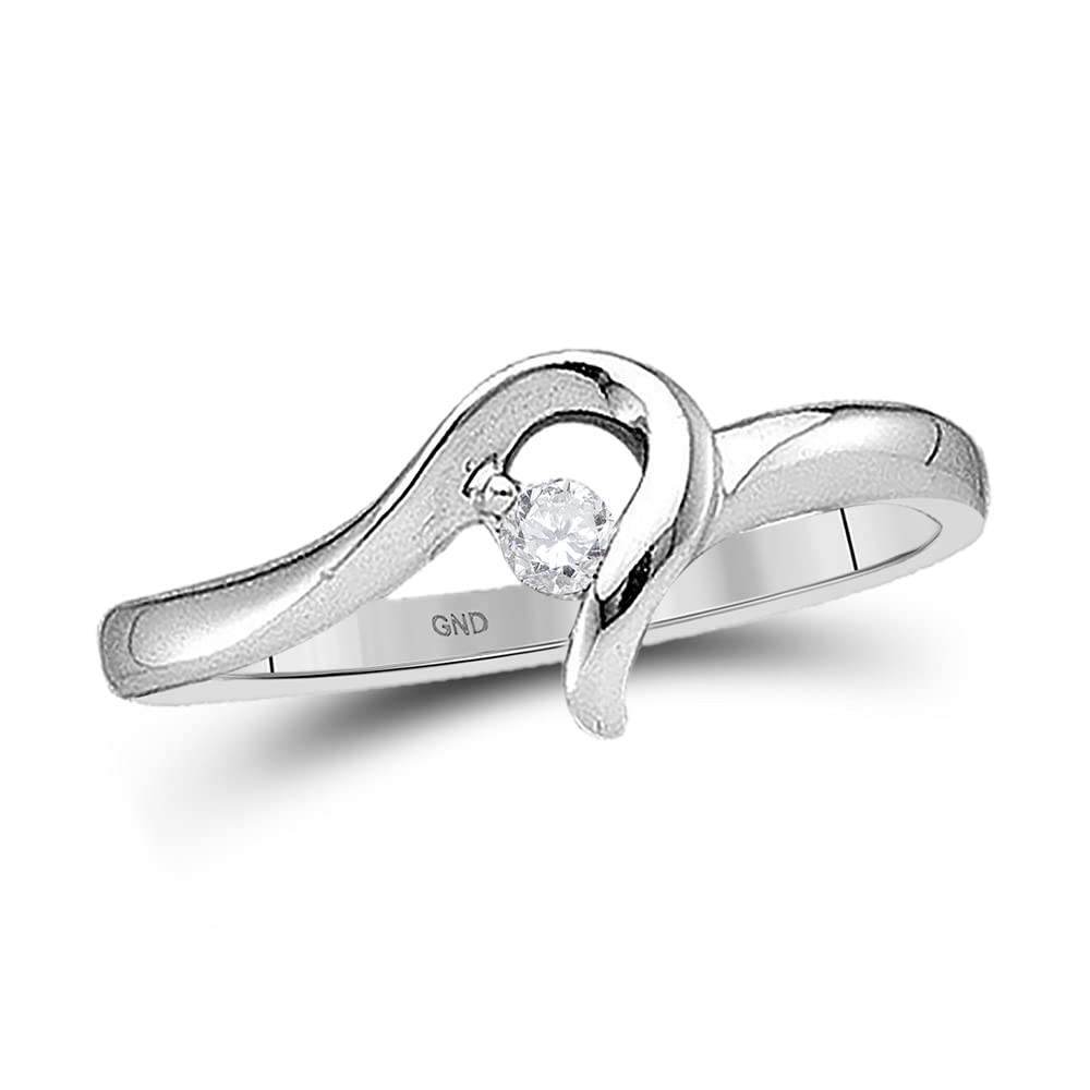 10K White Gold Women's Round Diamond Solitaire Promise Ring 1/20 CTTW - Perfect for Engagements, Anniversaries & Special Occasions