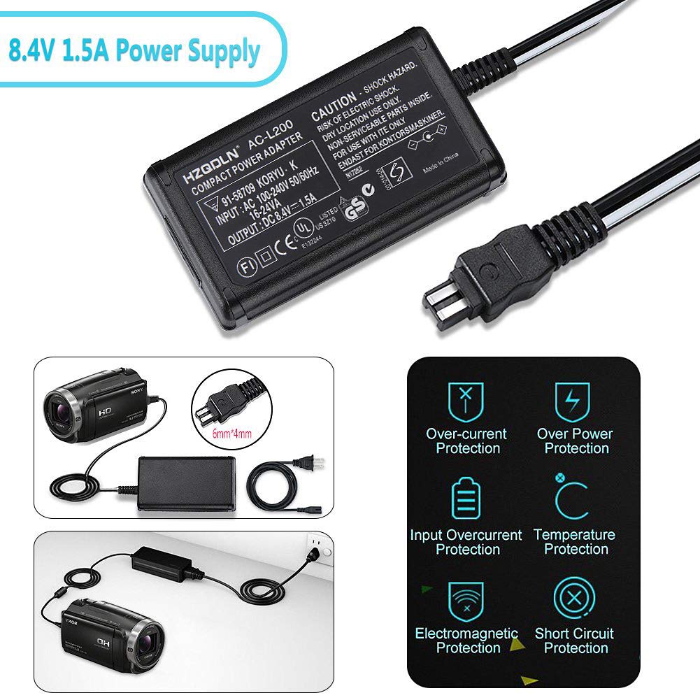 Original AC Adapter Replacement for Sony AC-L200 Charger (Black A6) - Power Supply for Sony Cameras, Video Recorders & Electronic Devices - Perfect for Travel, Studio & Home Use