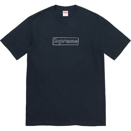 Supreme x Kaws Chalk Logo T-Shirt - Navy Blue Cotton Tee for Men & Women - Streetwear Fashion & Casual Wear